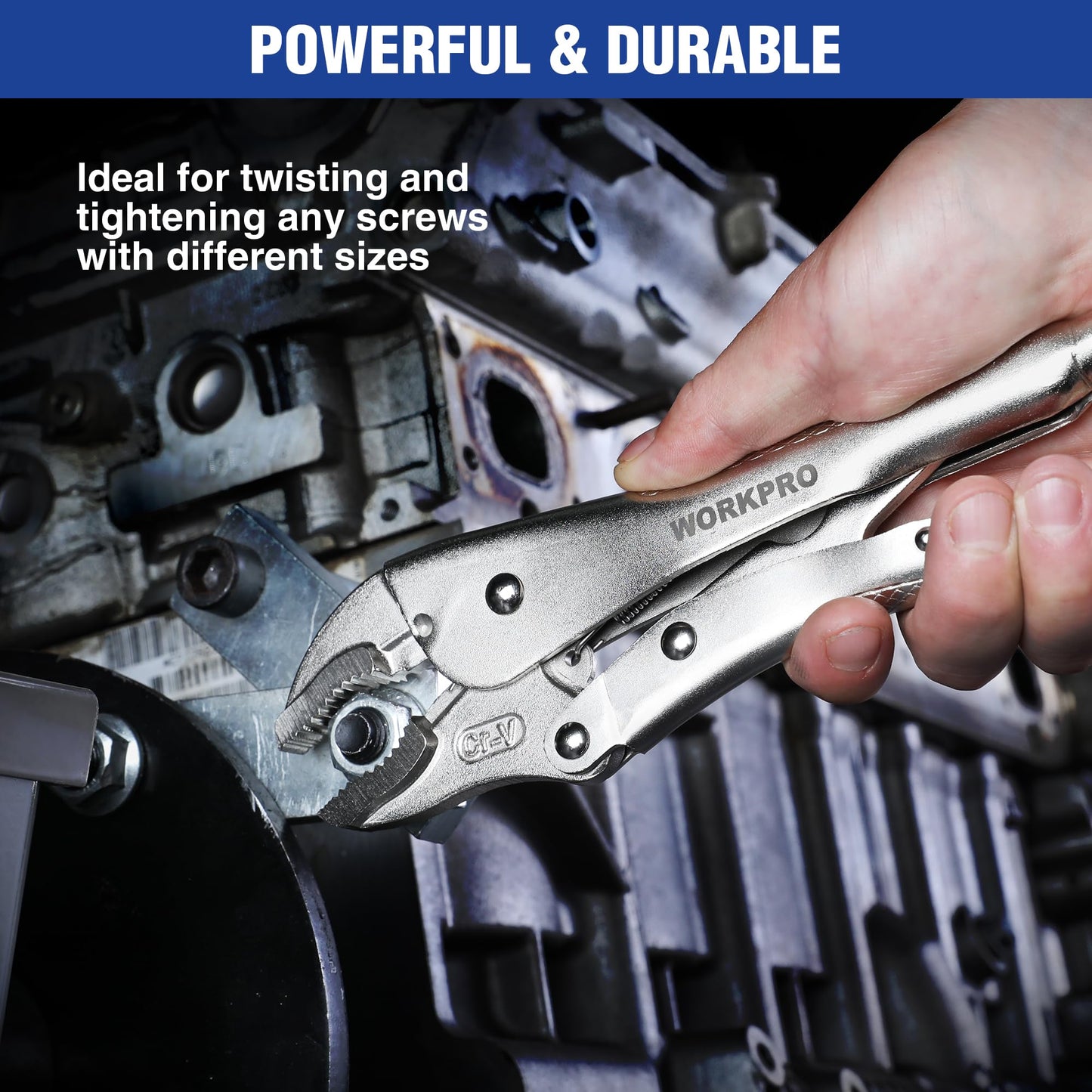 WORKPRO 10-Inch Locking Pliers, Curved Jaw Vise Grips with Wire Cutter, Chromium-Vanadium Steel Adjustable Locking Pliers for Clamping, Twisting & Welding