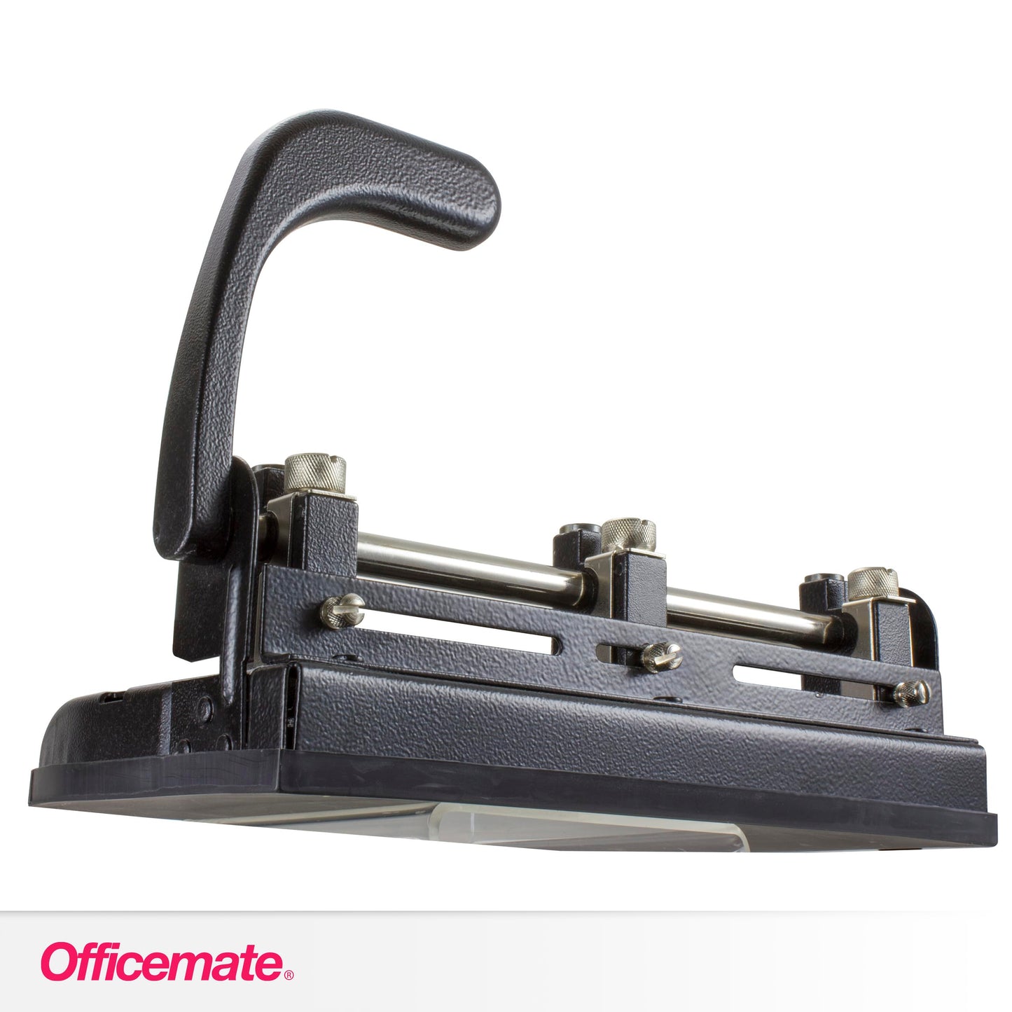 Officemate Heavy Duty Adjustable 2-3 Hole Punch with Lever Handle, 32-Sheet Capacity, Black (90078)