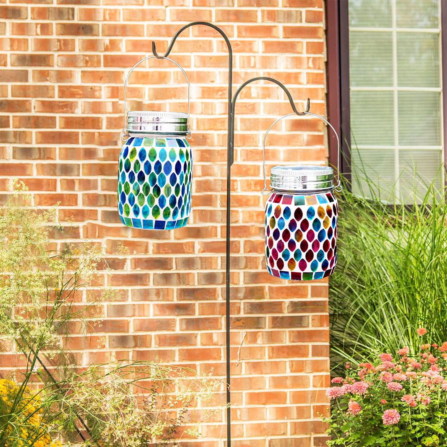 Mosaic Solar Outdoor Hanging Lanterns, Waterproof Garden & Patio Lights, Xmas & Halloween Decor, Gifts for Women, Mom, Grandma