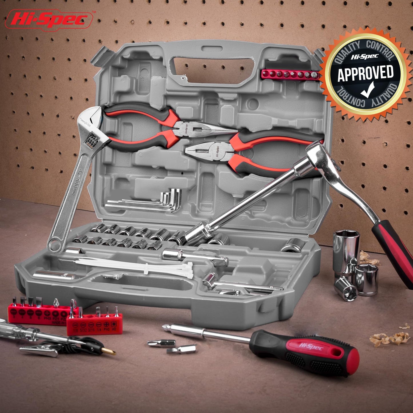 Hi-Spec 67Pc Metric Auto Mechanic Tool Set for Cars, Motorcycles & Trucks – Pliers, Screwdrivers, Sockets & Toolbox Case