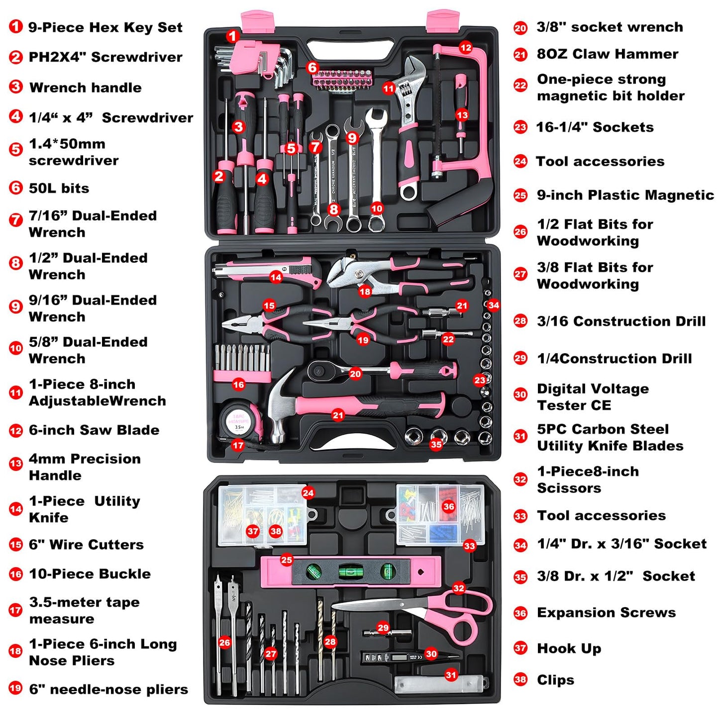 412-Piece Home & Auto Tool Kit with Organizer Drawers, Toolbox Storage Case for DIY, Handyman, Men & Women