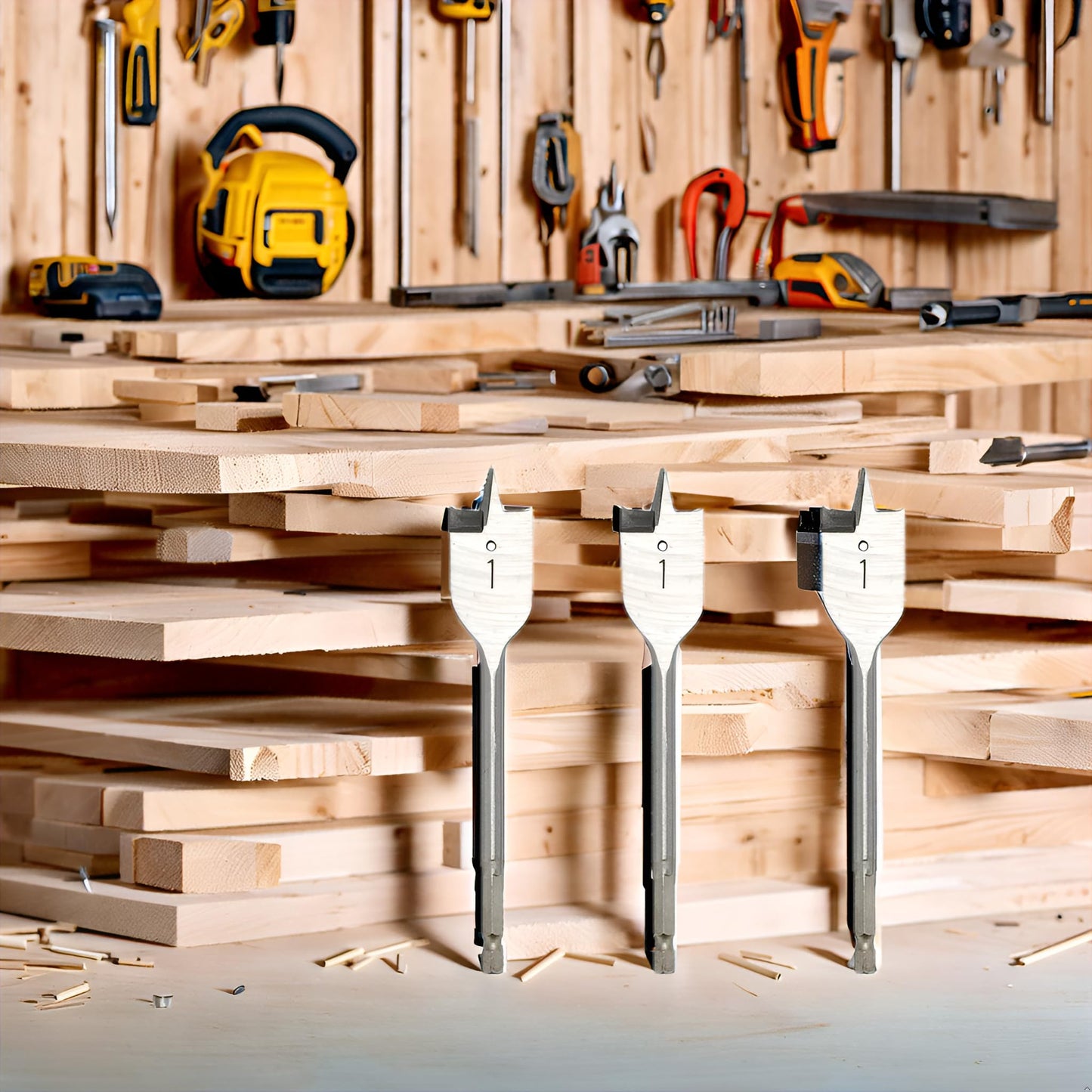 BlueNatHxRPR 1 inch Wood Spade Drill Bit Wood Paddle Flat Bit 3 PCS