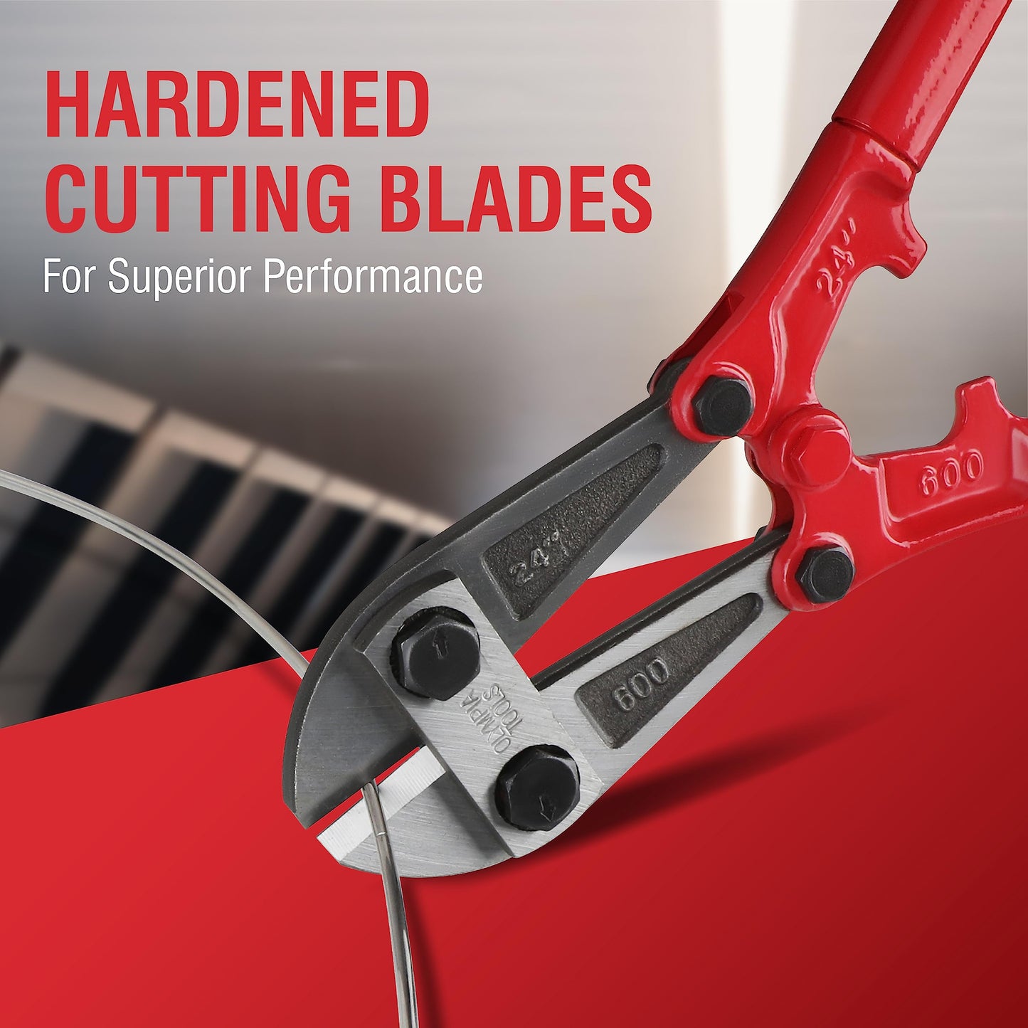 Olympia Tools 24" Bolt Cutter with Drop Forged Alloy Steel and Ergonomic Grip Rubber Handles for for Cutting Fence, Steel Wire, Chain, Screws, Rivet