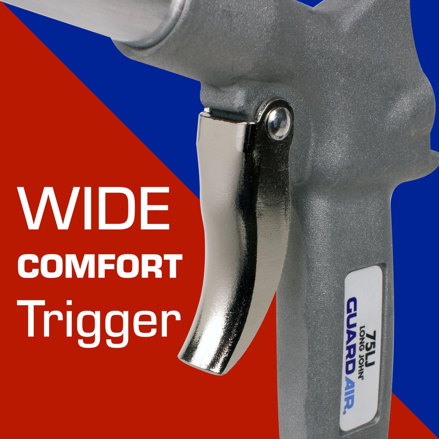 Guardair Long John Safety Air Gun with 12-Inch Aluminum Extension, High Performance OSHA Compliant Alloy Nozzle, Gray/Silver (75LJ012AA)