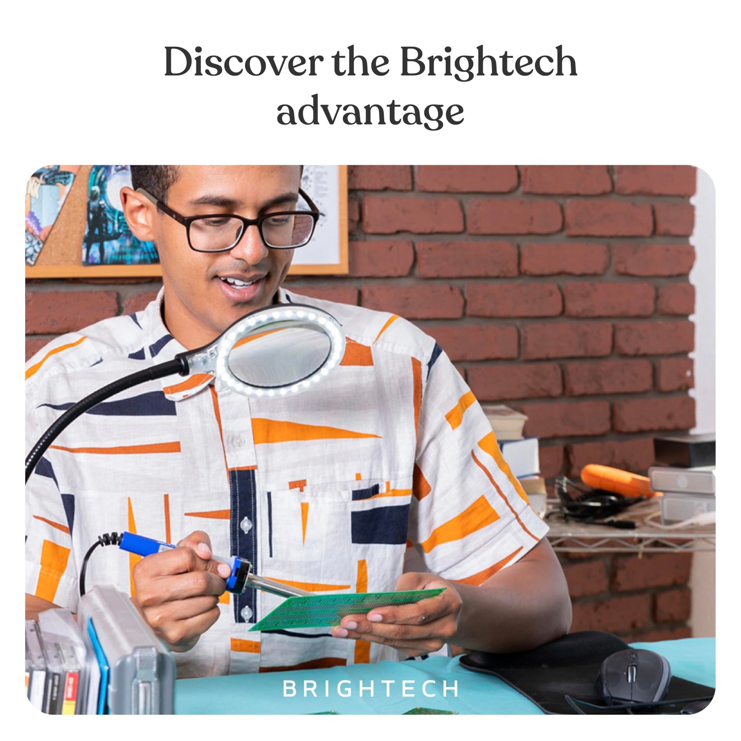 Brightech LightView Pro Flex 2-in-1 Magnifying Desk Lamp, 2.25X LED Lighted Magnifier, Adjustable Gooseneck for Reading, Crafts & Close Work