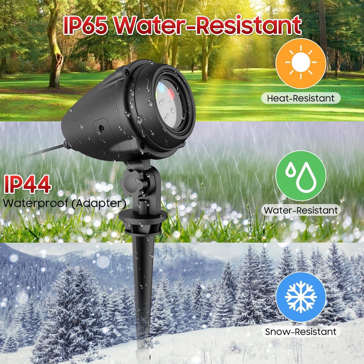 Christmas Projector Lights Outdoor, RGB Firefly Laser Light Projector, Red Green Blue Galaxy Star Show, IP65 Waterproof Holiday Yard Garden Decor