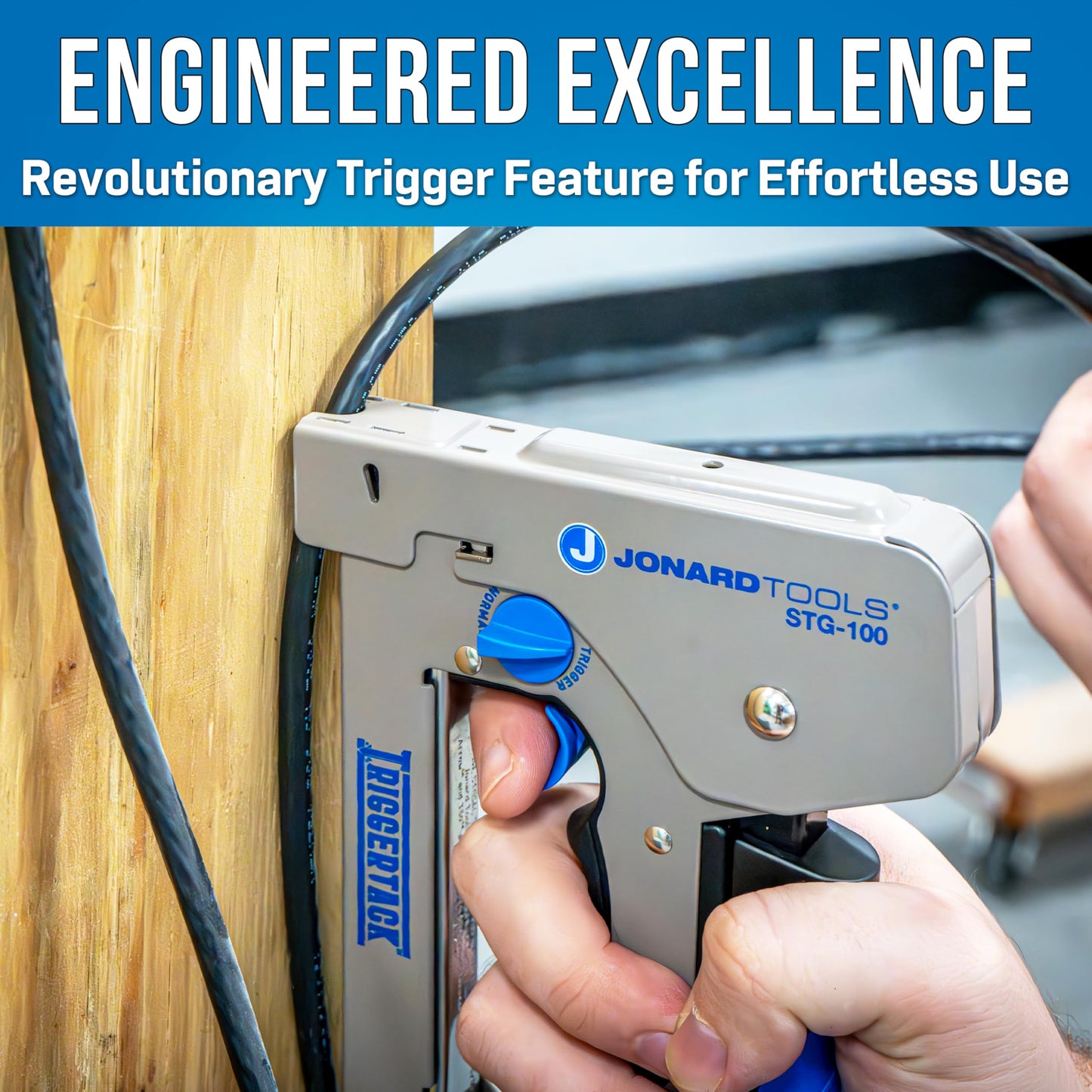 Jonard Tools STG-100 TriggerTack Insulated Cable Stapler – Ergonomic, Adjustable Depth, Fits Wires up to 5/16", Jonard & Arrow Staples