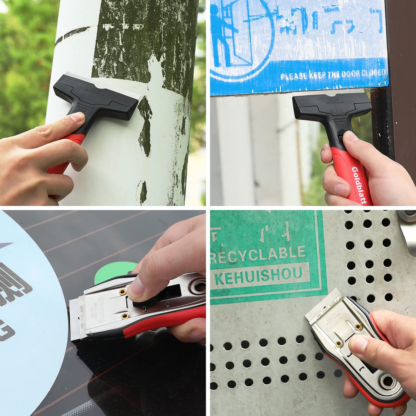 Goldblatt 2-Piece Razor Blade Scraper with 20 Blades, Tool for Glass, Windows, Decals, Stickers, Labels, Caulk & Adhesive Removal