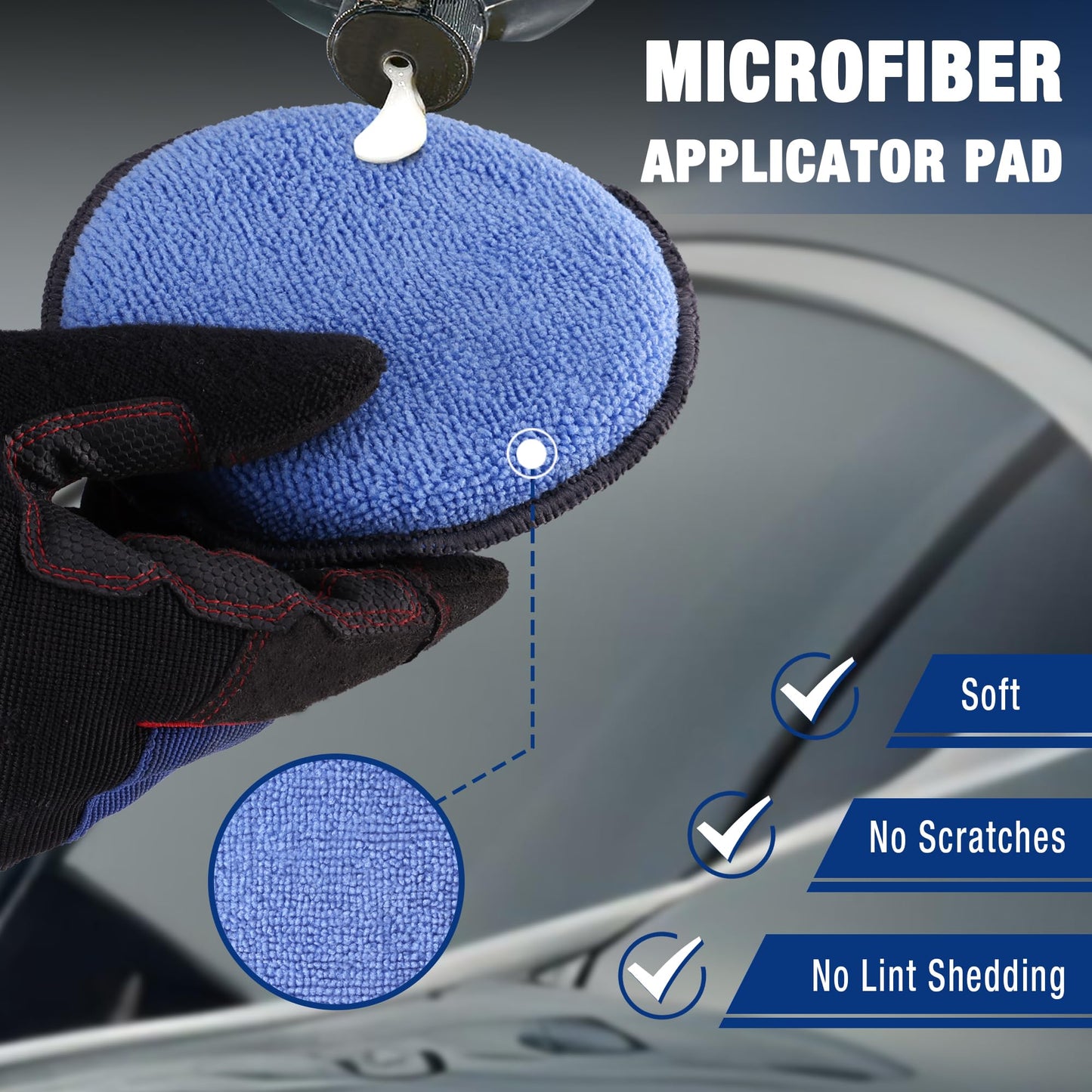 WORKPRO 12-Pack Car Wax Applicator Pads with Finger Pocket, Microfiber Foam Polishing Pads for Car Detailing & Cleaning, Lint-Free