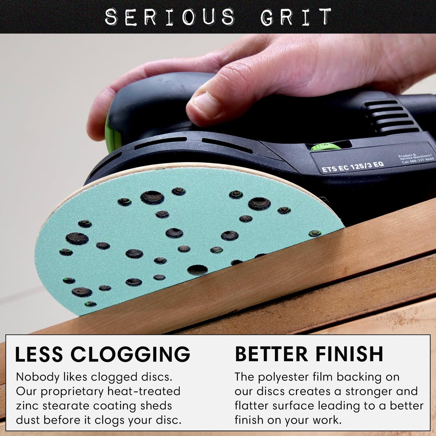 Serious Grit - 6-Inch 49-Hole 80 Grit Sanding Discs - Heavy-Duty Hook & Loop Film Discs - Sandpaper for Random Orbital Sanders - 50 Pack Box