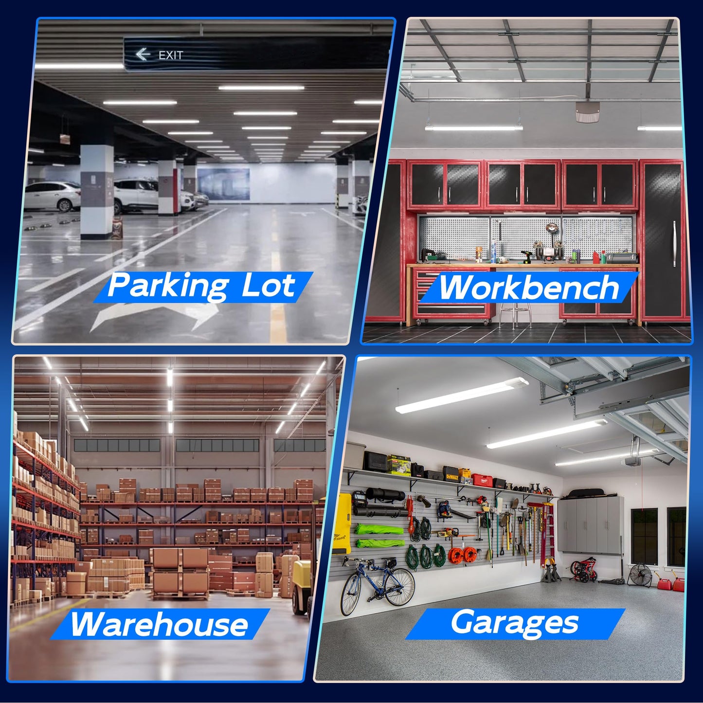 Hykolity 6-Pack 4FT Linkable LED Shop Light, 4400lm 42W (250W Eq), 5000K Daylight, Garage Utility Light, ETL, Hanging/Surface Mount