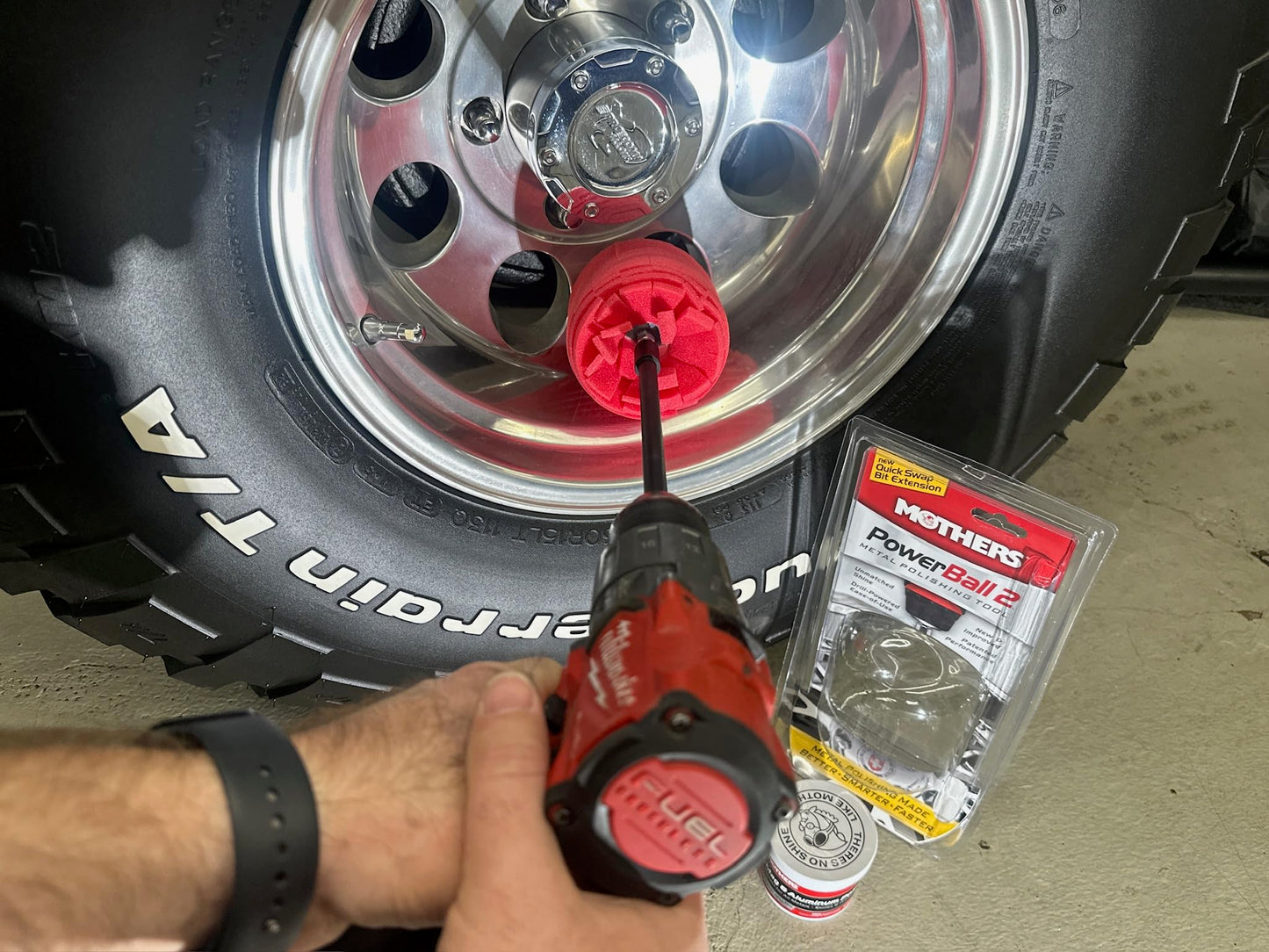 Mothers PowerBall 2 Drill Polisher with 10” Quick Swap Bit – Polishes Deep-Dish Wheels & Tight Spots Fast for a Brilliant Shine