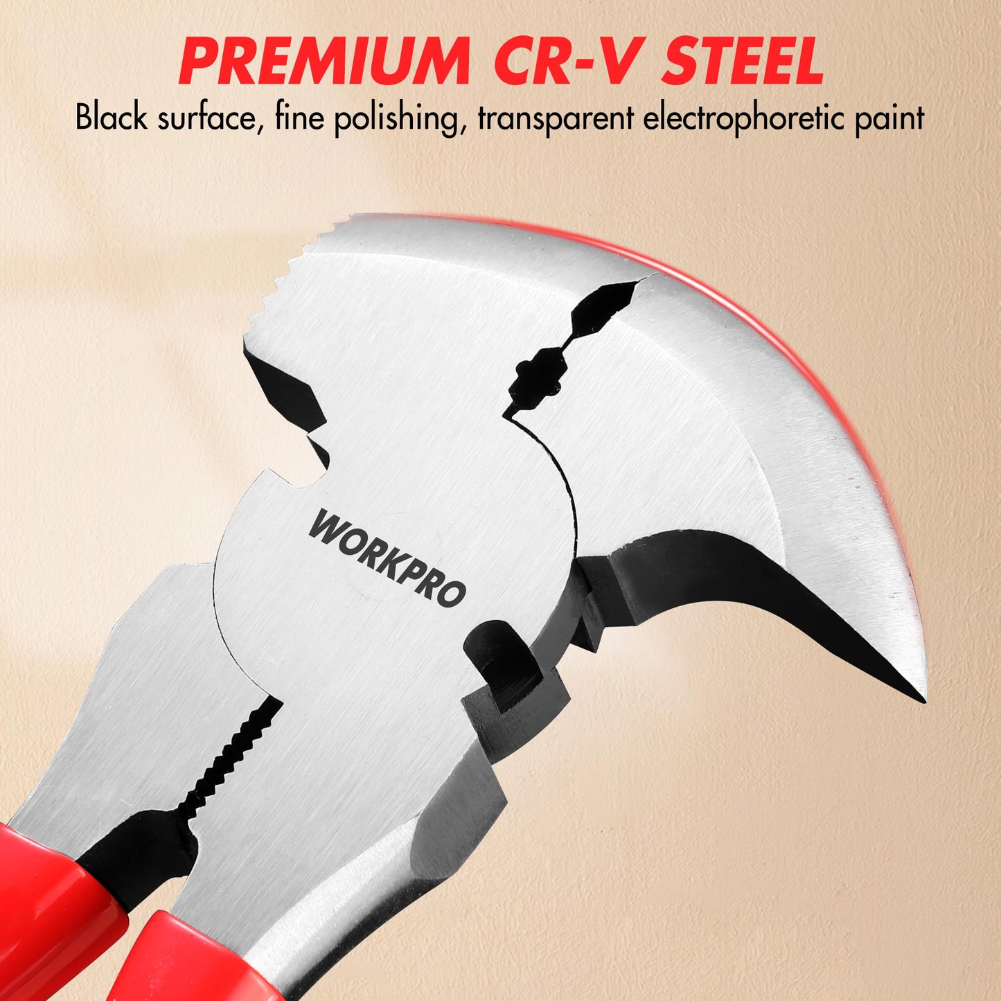 WORKPRO 10" Heavy Duty Fencing Pliers – Multi-Tool for Barbed Wire, Nail & Staple Pulling, Wire Cutting, Hammer Head