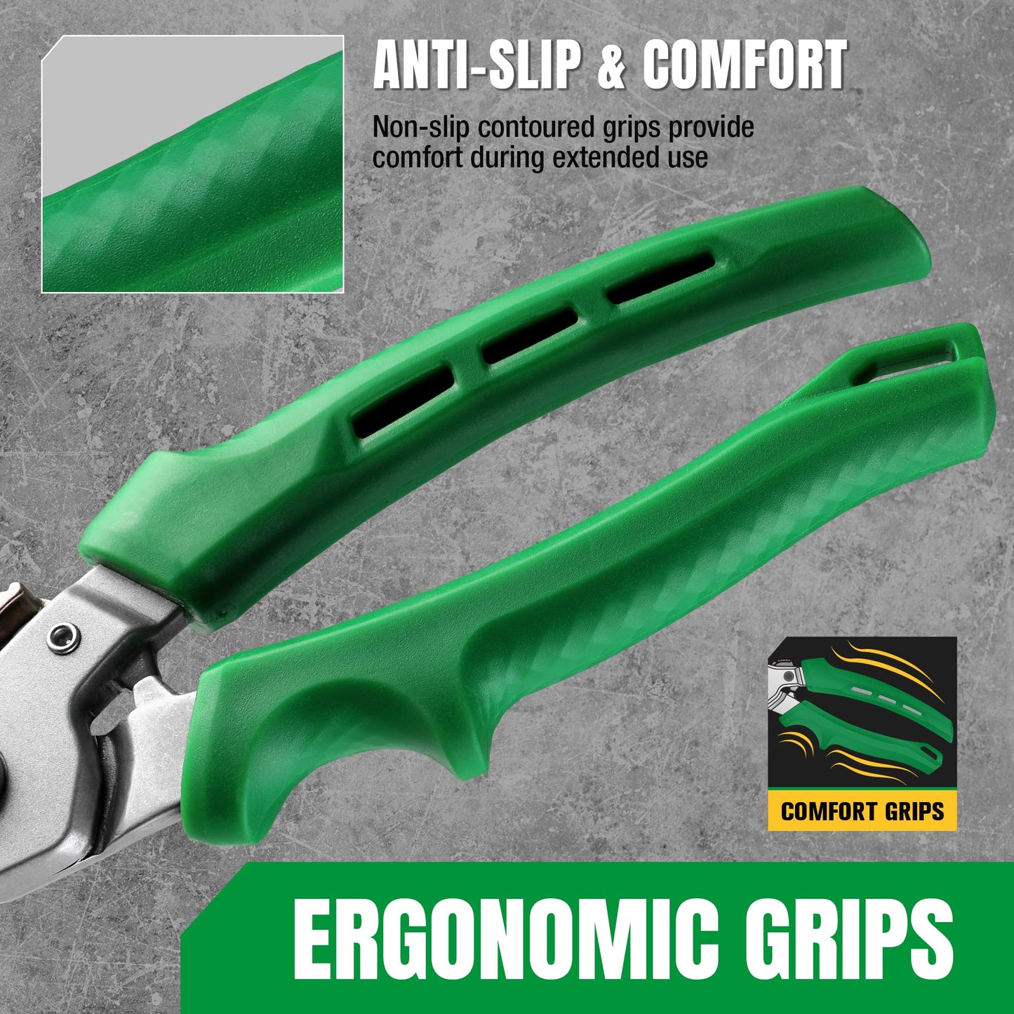 SK 8" Heavy Duty Scissors, All Purpose Shears, Drop Forged CR-V Blades with Safety Lock, Comfortable Grips