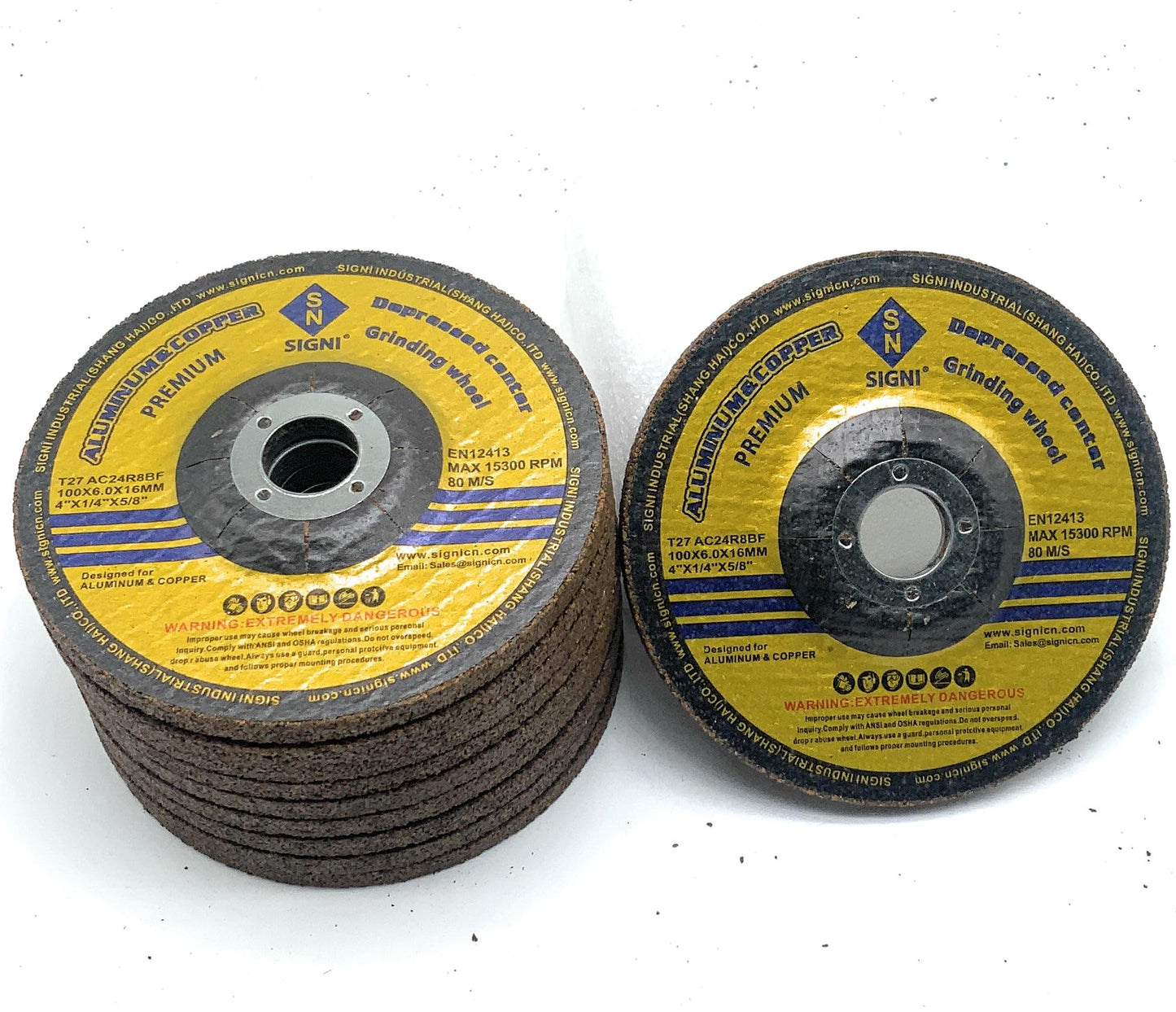 SIGNI Aluminum Grinding Wheel 4 inch for Aluminum Copper Non-Ferrous 10 Pack (Not Load While Grinding) (6mm Thickness)