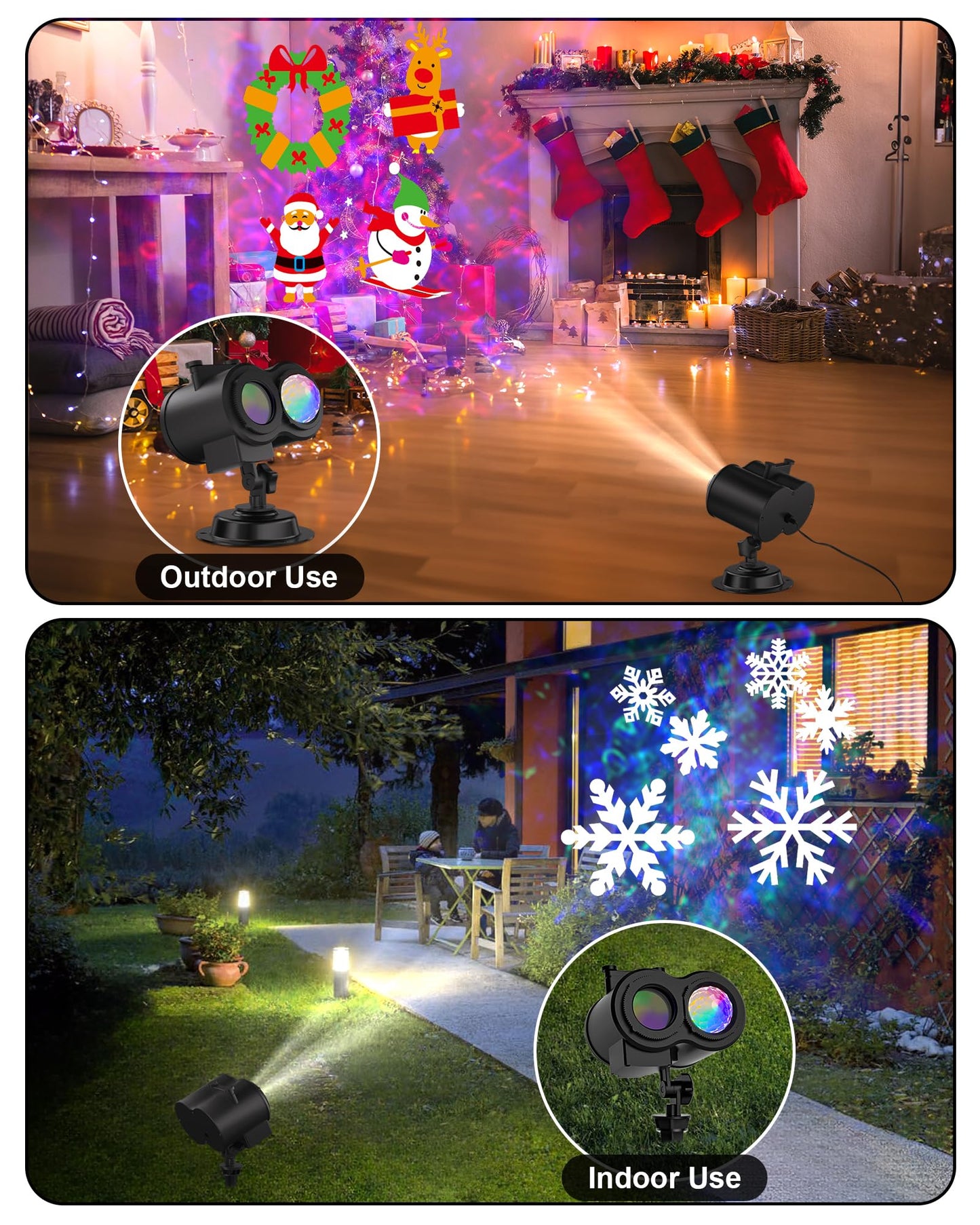 2025 COOLWUFAN 2-in-1 Christmas & Halloween Projector Lights, 30 HD Effects, 20 Slides Outdoor Holiday Decorations for Yard & Garden
