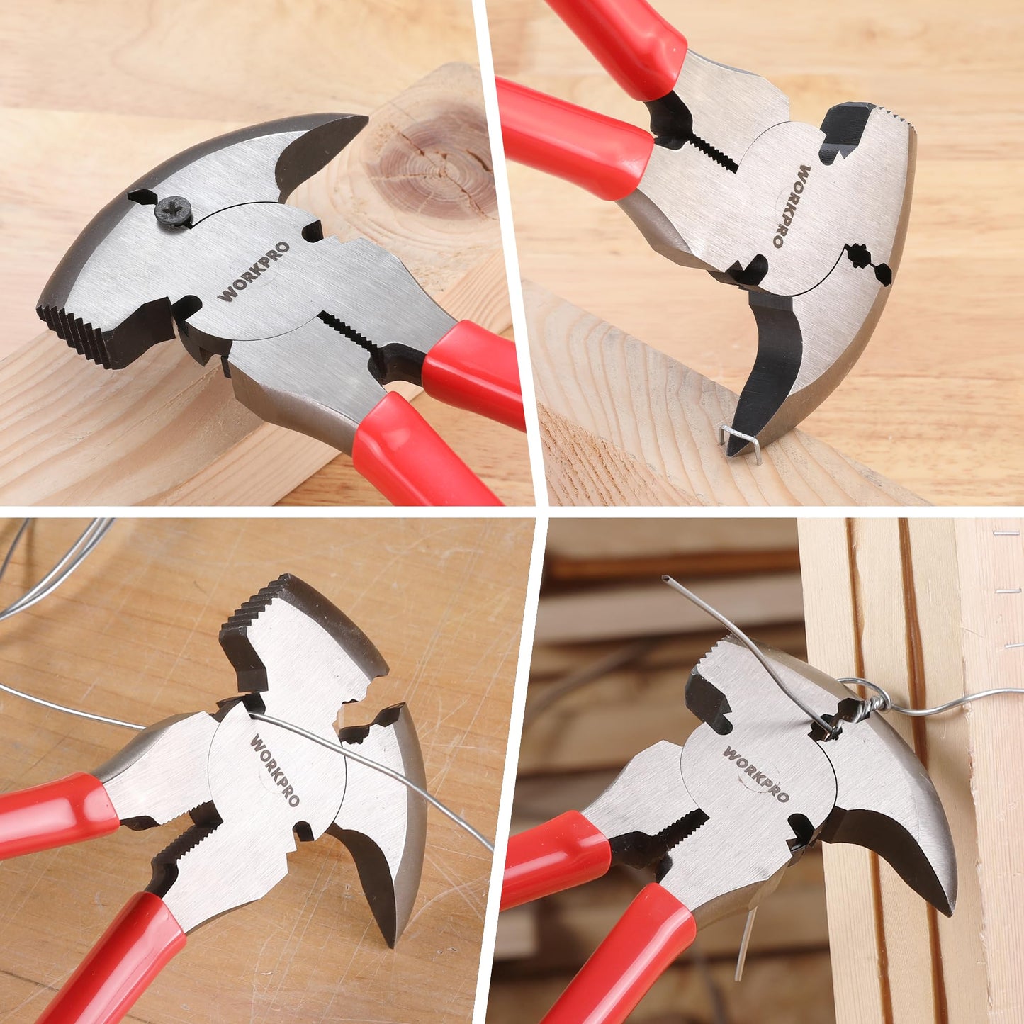 WORKPRO 10" Heavy Duty Fencing Pliers – Multi-Tool for Barbed Wire, Nail & Staple Pulling, Wire Cutting, Hammer Head