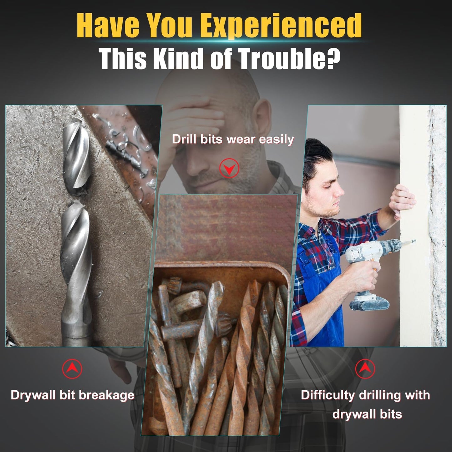 Upgrade 100-Pack Drywall Drill Bits, 1/8" Guide Point Cutting Bits for Wood & Drywall, Spiral Saw Router Bits