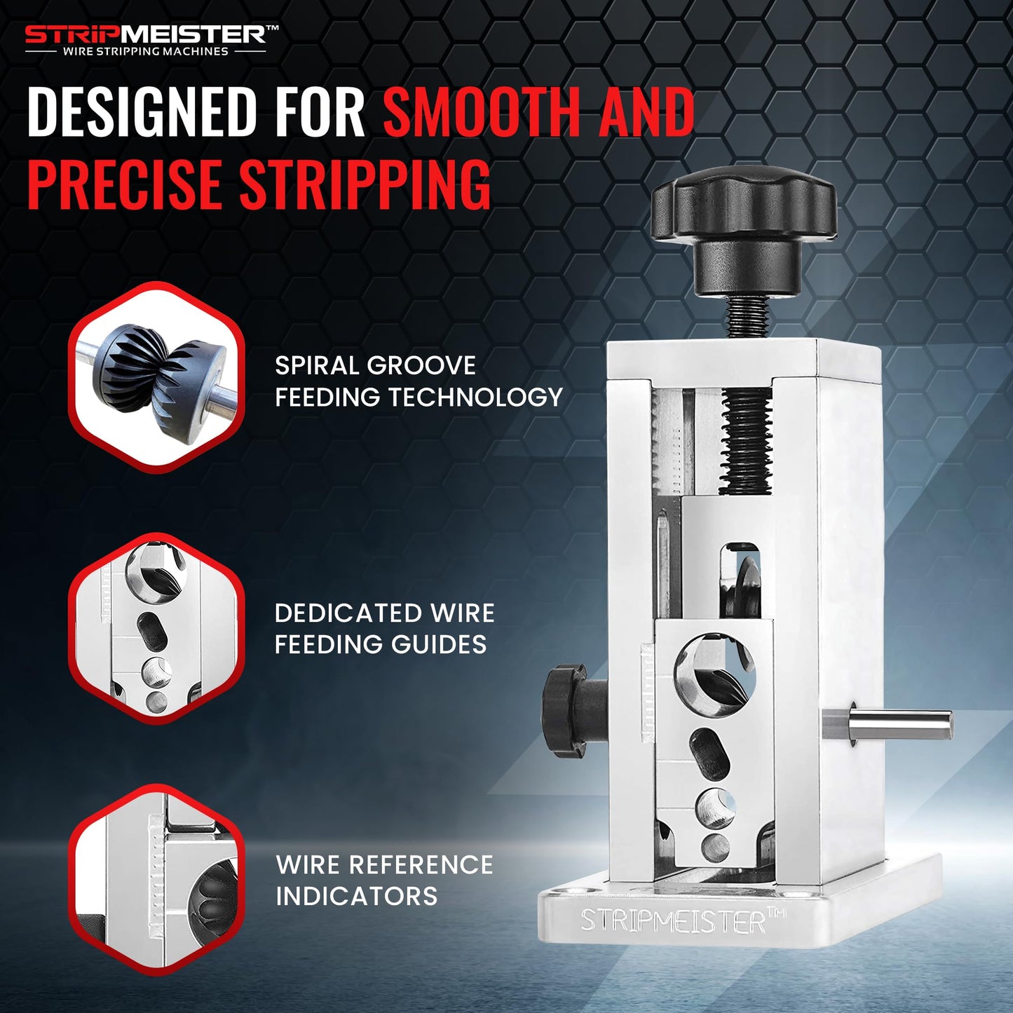 StripMeister Drill-Powered Wire Stripper – Portable, Jam-Free, Handles Up to ¾" Copper Wire, Fast, Safe & Efficient