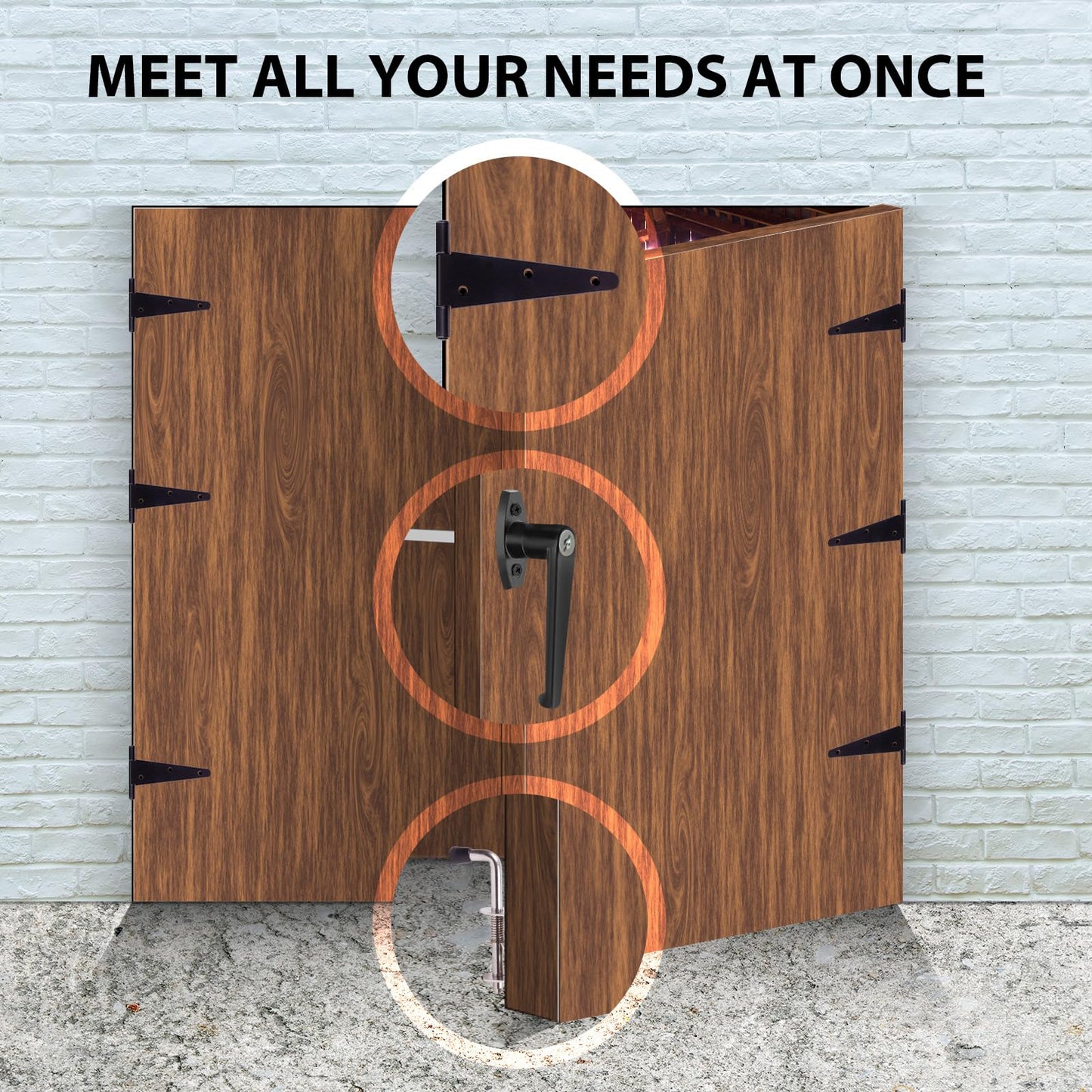 GEDSIOLD Shed Door Hardware - Complete with Hinges, Latches, and L-Handle Lock - Includes Window and Door/Window Hinge Set, for Gates, playrooms