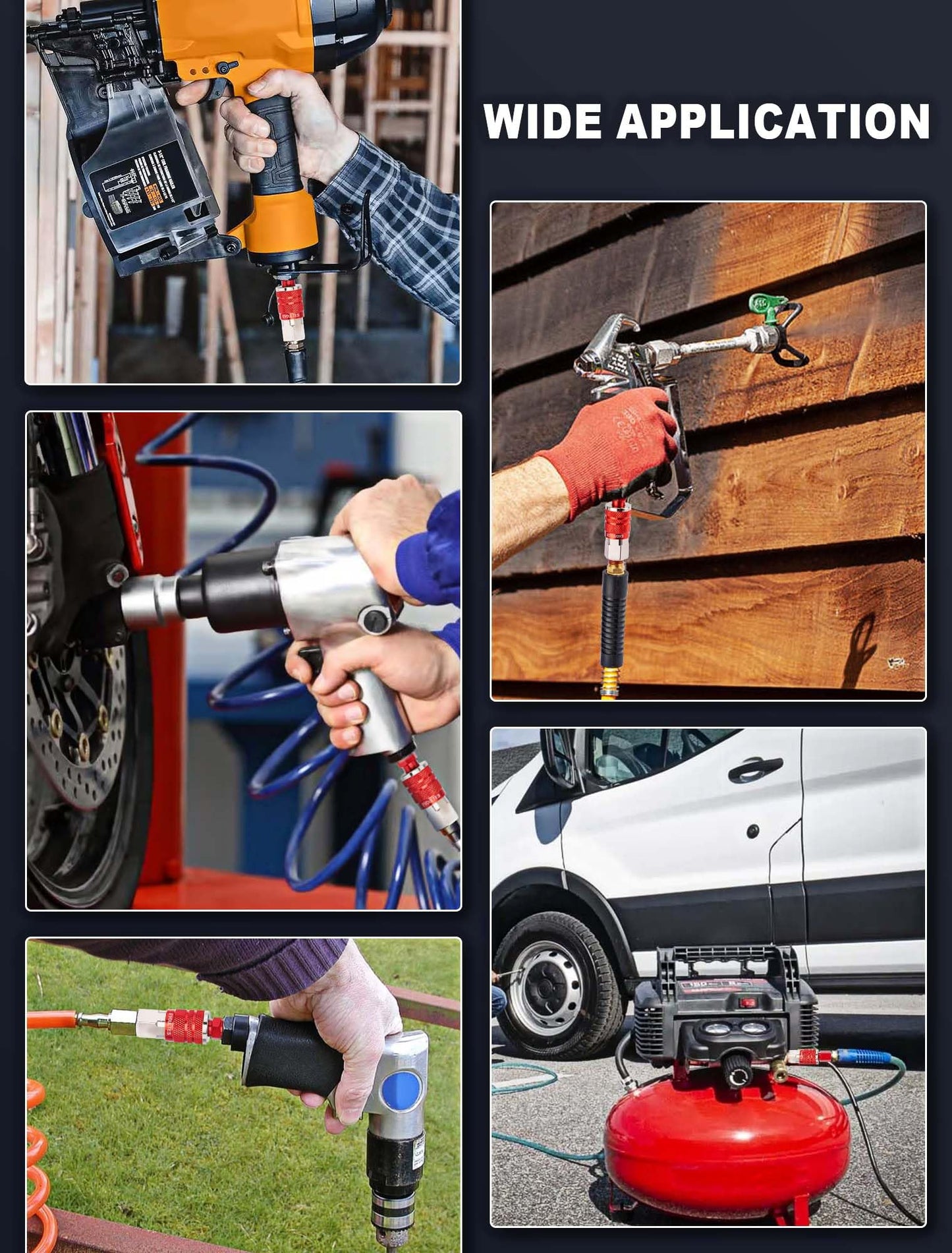 EVOULTES 16-Pc 1/4" NPT Air Hose Fittings & Quick Connect Coupler Kit, Lightweight Aluminum Pneumatic Tool Accessories