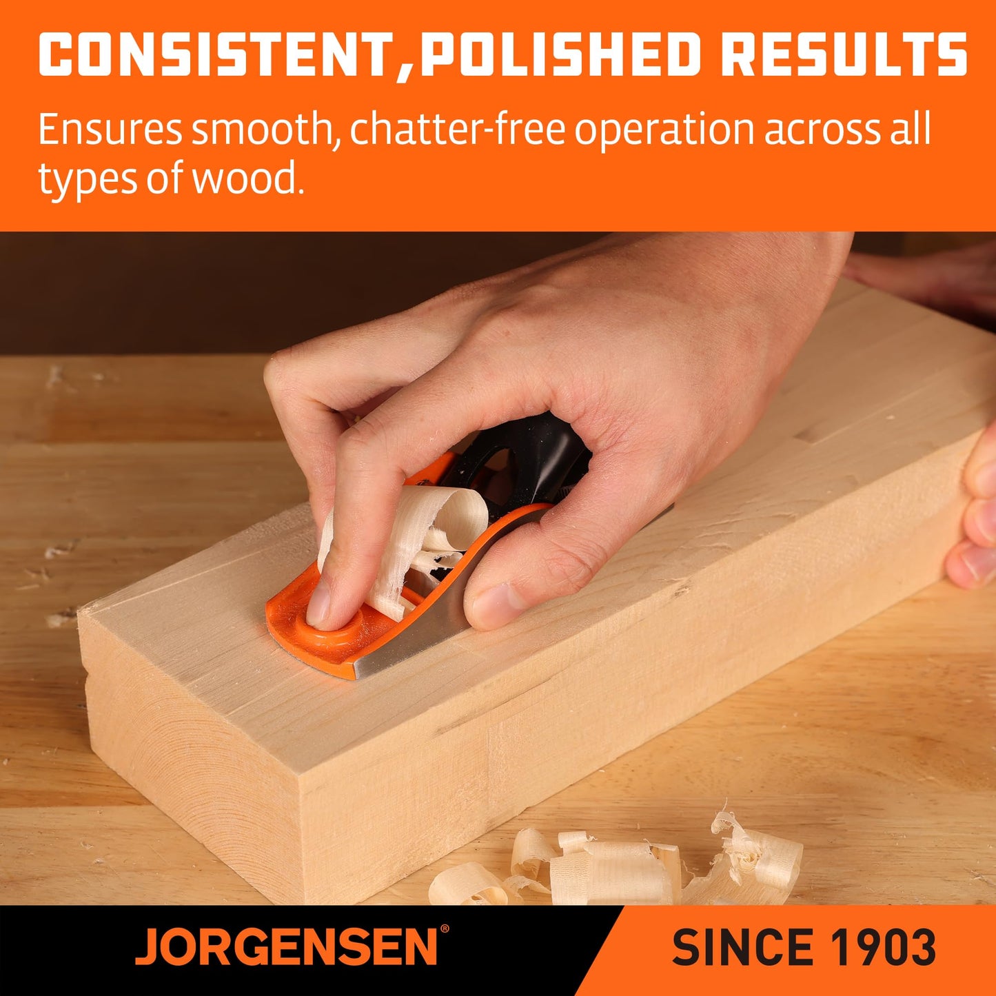 JORGENSEN 5-1/4" Hand Wood Planer, Low Angle Block Plane for Woodworking, Detail Trimming & Craft, Adjustable Depth, Durable Iron Body
