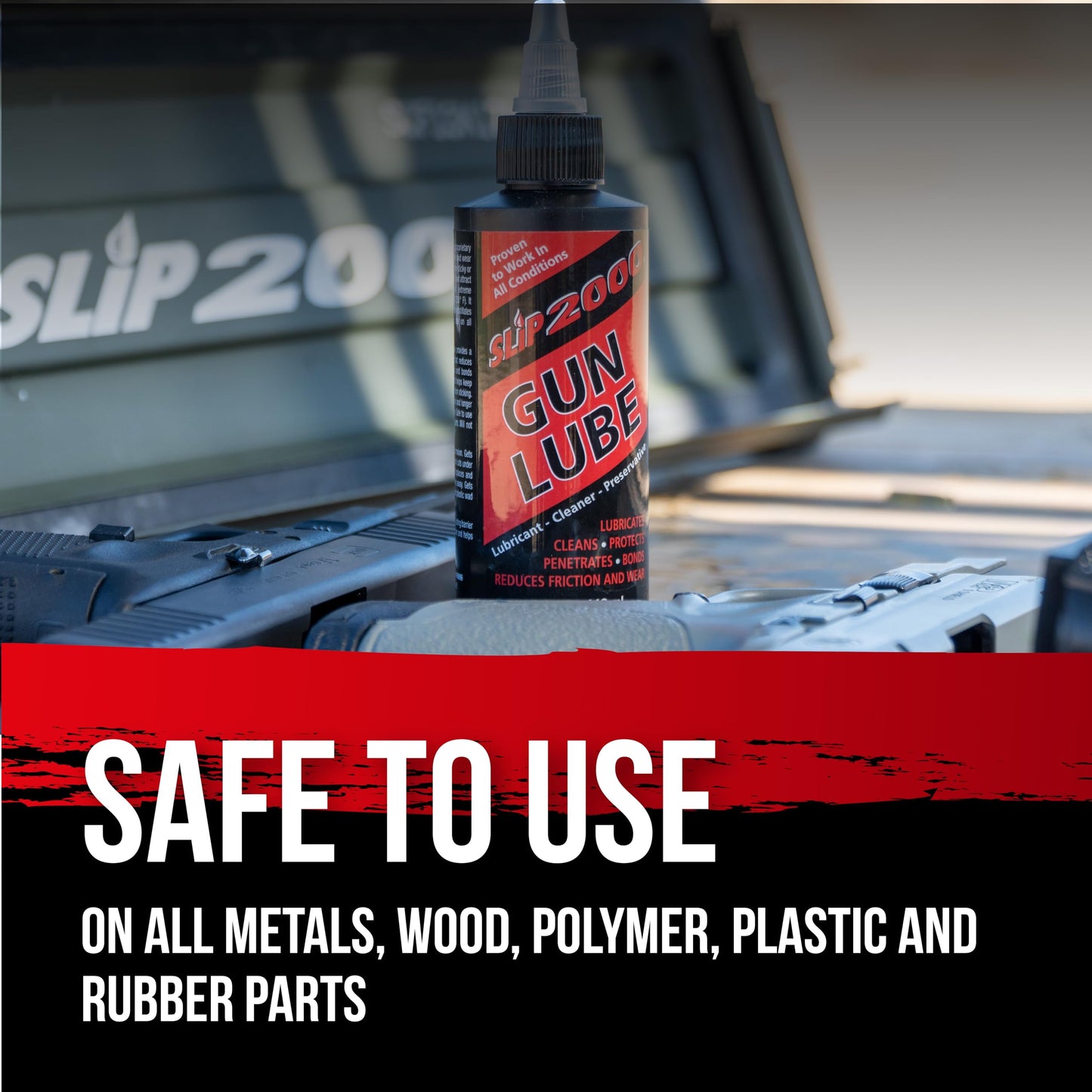 Slip 2000 Gun Lube Buddy Pack, 4oz & 1oz Squeeze Bottles with Needle Tip, 100% Synthetic CLP for All Firearms Performance