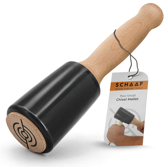 Schaaf Tools 15oz Wood Carving Mallet – Comfortable Handle, Non-Marring Urethane Head, Reduces Fatigue, Ideal for Woodworking & Chisels