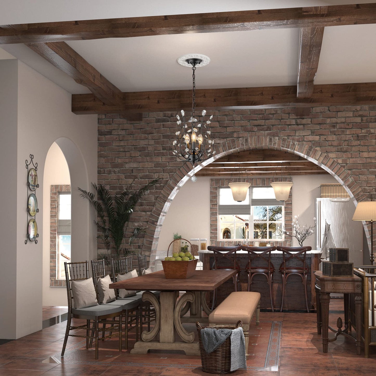 ELFCAB 2 Pcs Vintage Carved Flower Ceiling Medallion for Light Fixtures and Ceiling Fans (10-1/8"OD X 4"ID White)