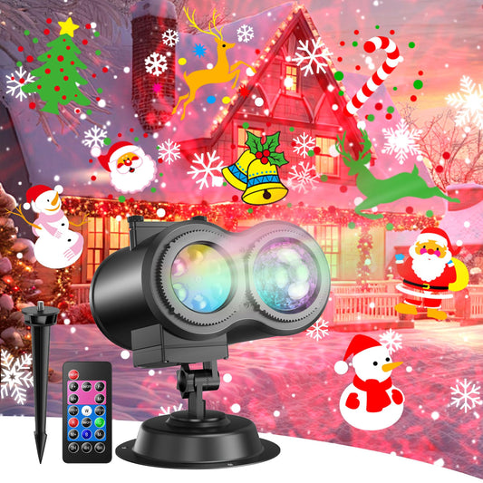 4-Large Pattern Holiday Projector Lights Outdoor, 29 Effects Halloween & Christmas 2-in-1 with Remote, Outdoor Decoration for Home & Party