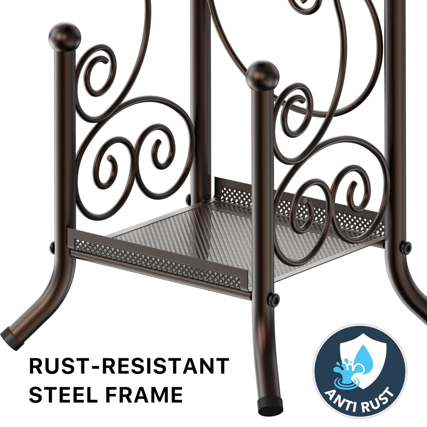 Simple Houseware English Style Bathroom Toilet Tissue Roll Holder Stand with Shelf, Bronze