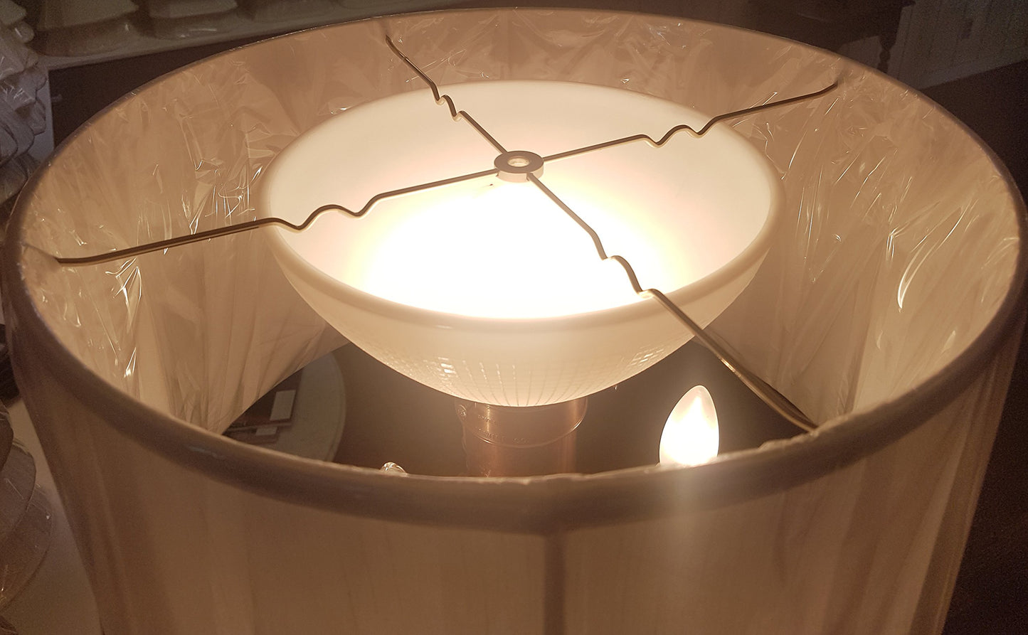 B&P Lamp 10 Inch Diameter I.E.S Style White Opal Glass Reflector Shade with Waffle Pattern Glass - Perfect Fit for Floor Lamps and Mogul Sockets