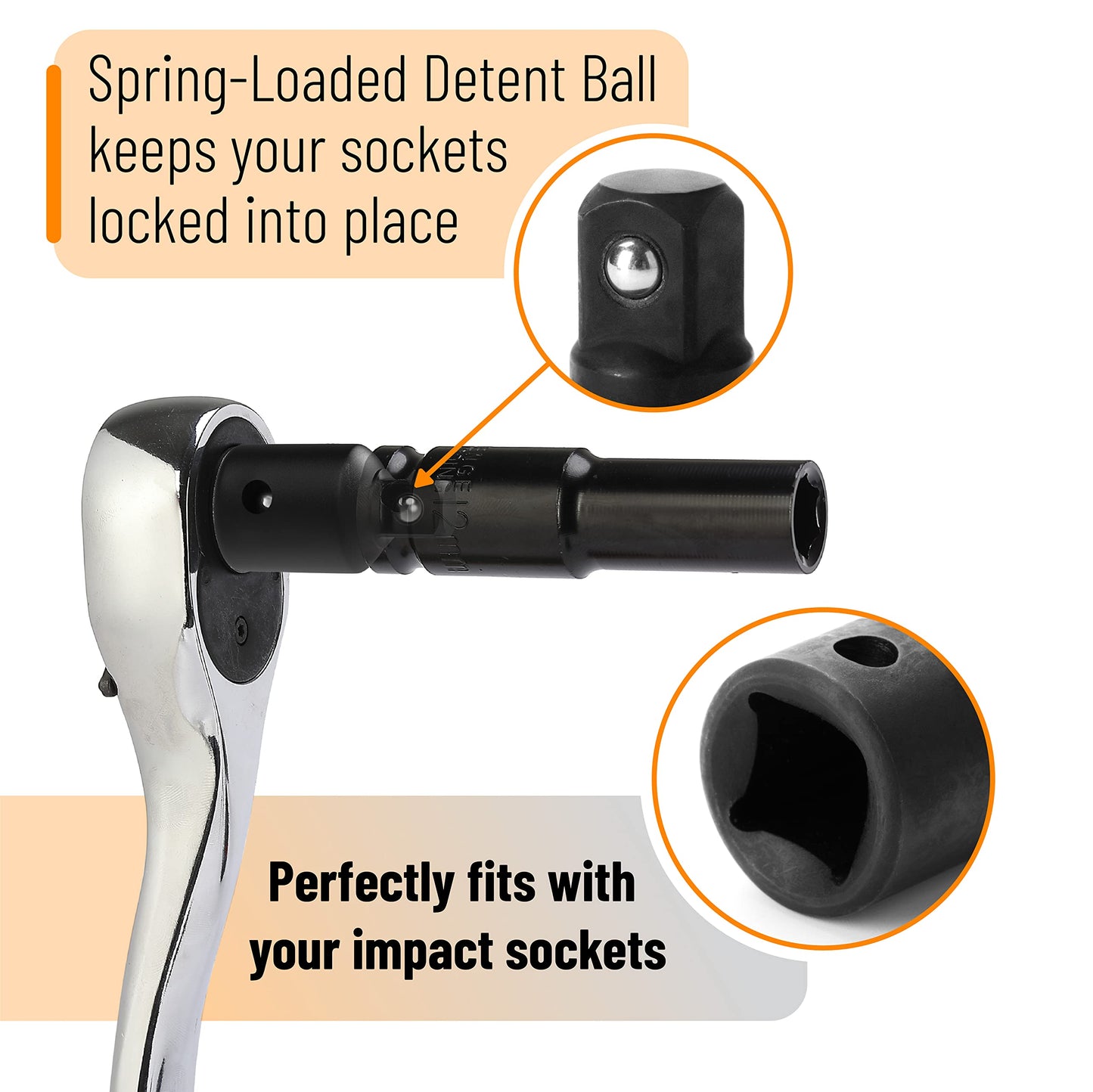 Bates 4-Pc Impact Socket Adapter & Reducer Set – 1/2" to 3/8", 3/8" to 1/2" & 3/8" to 1/4" Socket Adapters for Impact Tools