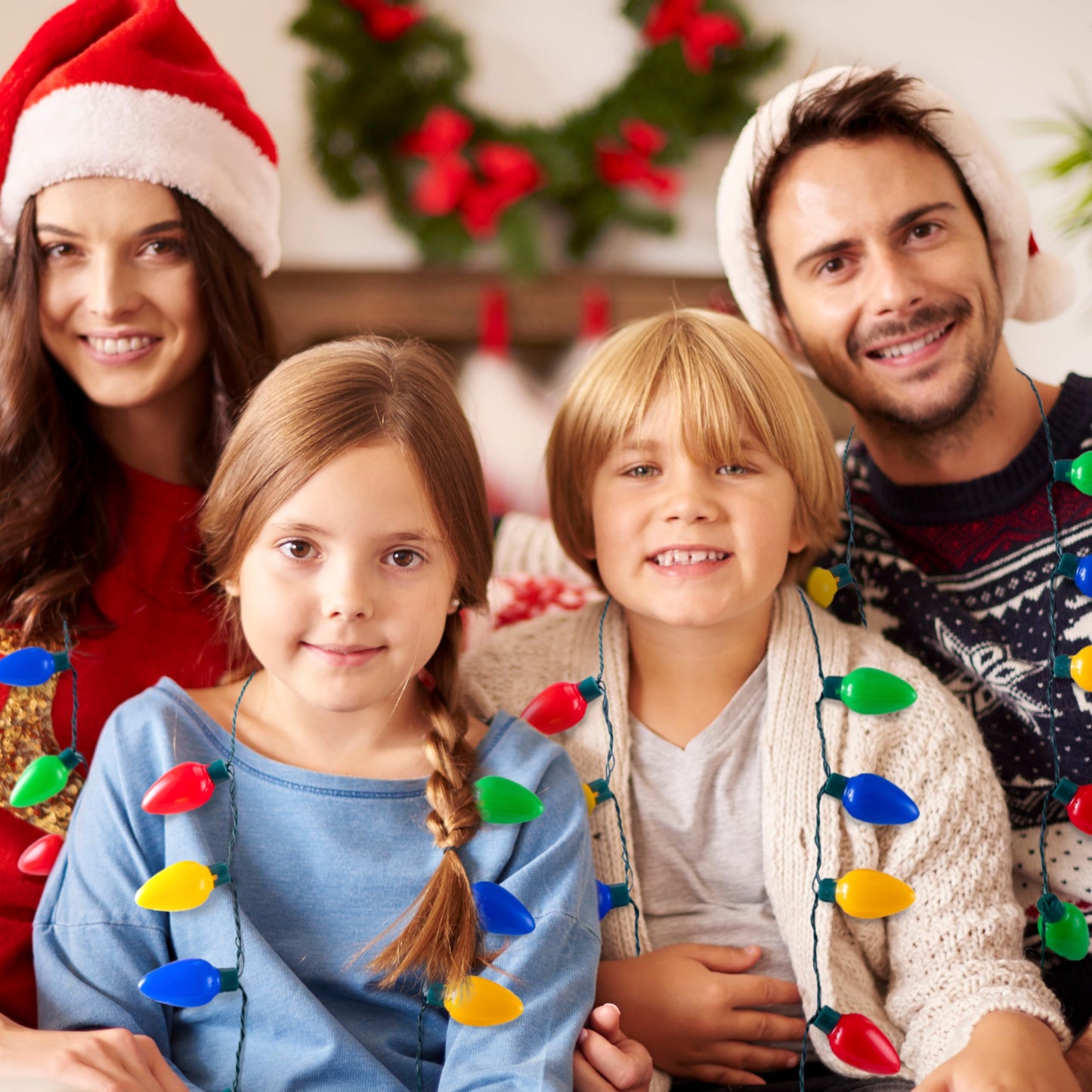 JOYIN 3 PCS Christmas Necklace 12 LED Bulbs LED Light Up Bulb Necklace Christmas Holiday Accessories Party Favors