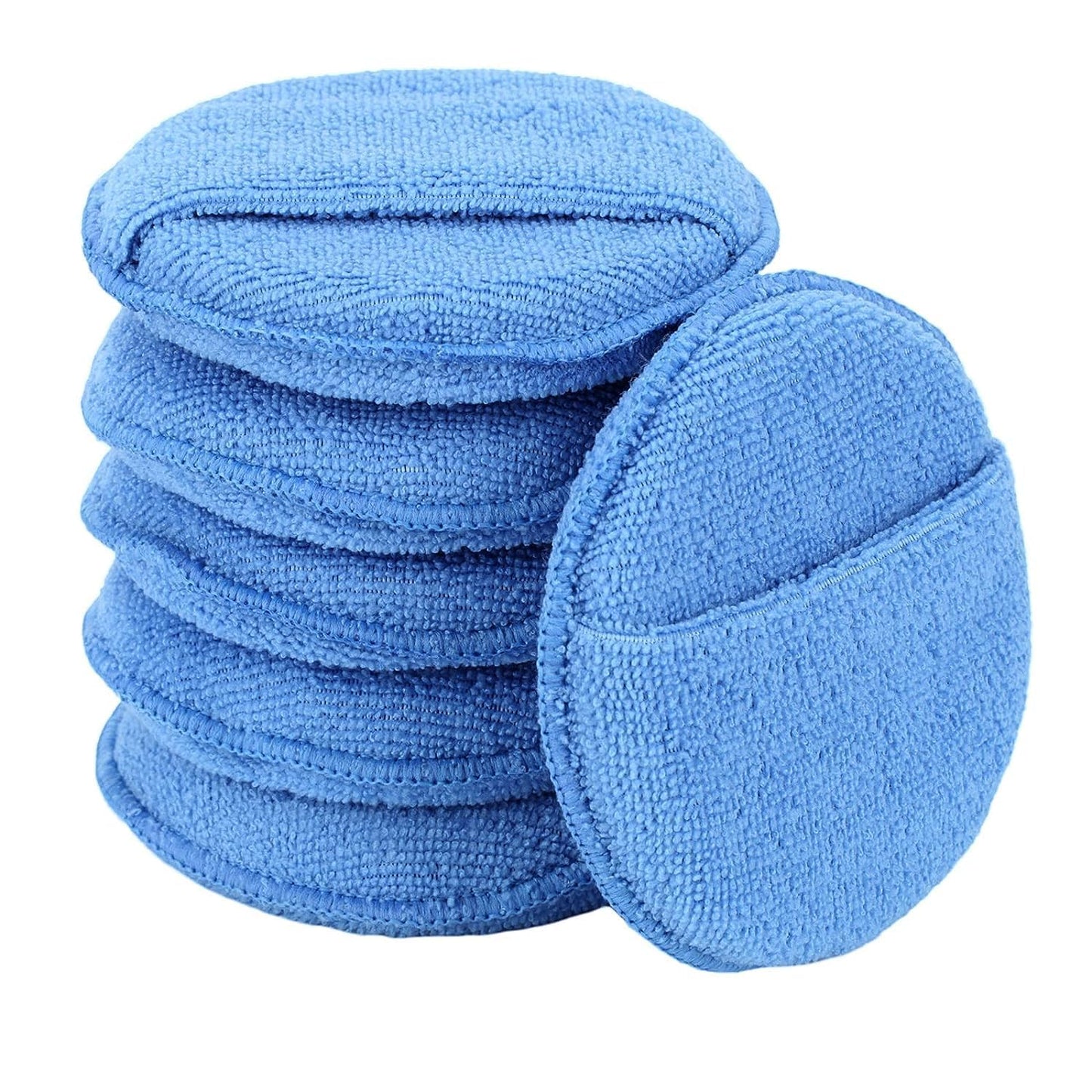 FONAROLL Microfiber Wax Applicator Pads with Finger Pocket, 5-Inch Buffing & Polishing Pads for Car Detailing, Cleaning & Waxing (6 Pack)