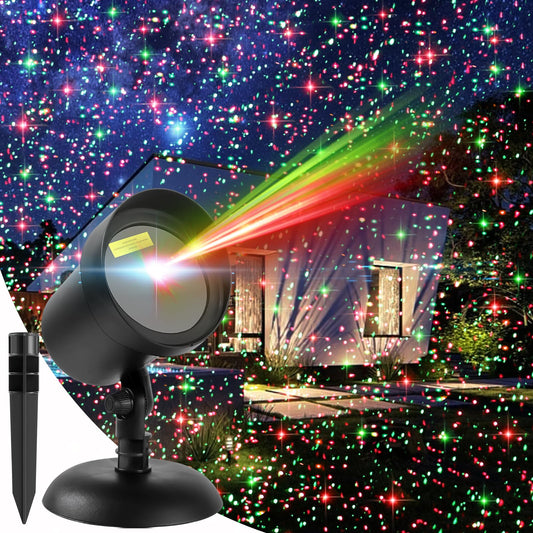 Outdoor Laser Christmas Lights Projector – Red & Green Stars, Motion & Dynamic Patterns for Holiday Home & Wall Decoration