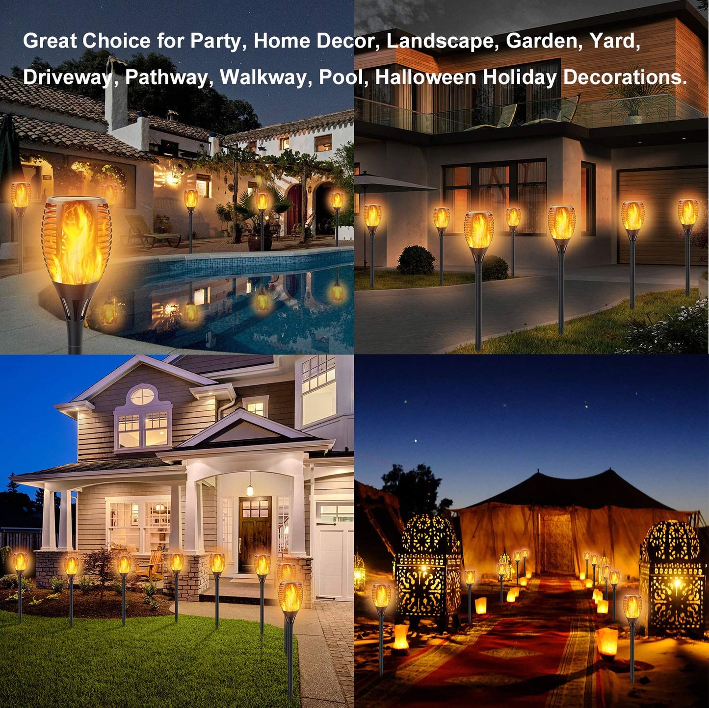 Permande 8-Pack Solar Torch Lights – Flickering Flame Fire Effect, Auto On/Off, Waterproof Outdoor Garden & Patio Landscape Security Lights