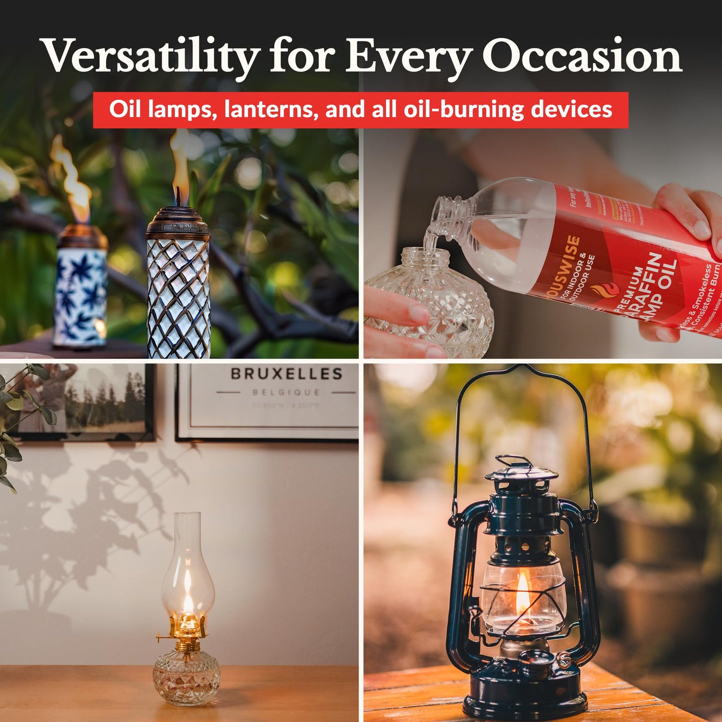 Houswise Premium Liquid Paraffin Lamp Oil for Indoor Use 1 Gallon - Indoor Smokeless Odorless Paraffin Oil Fuel for Lamps, Lantern, Candle