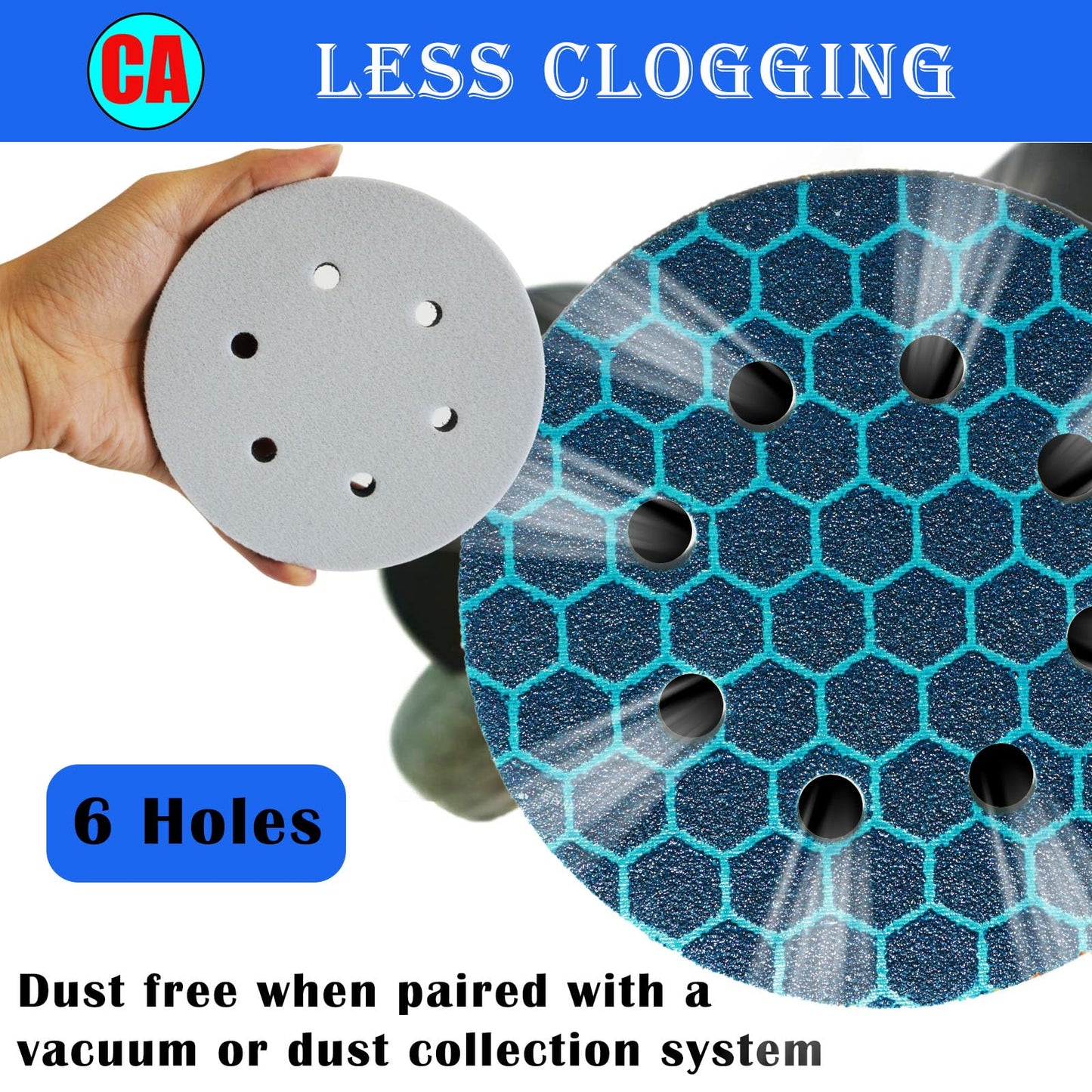 Crossarctic 5-Pack 6-Inch Sanding Interface Pads, Hook & Loop Soft EVA Foam Cushion Backing Pads for Orbital Sanders