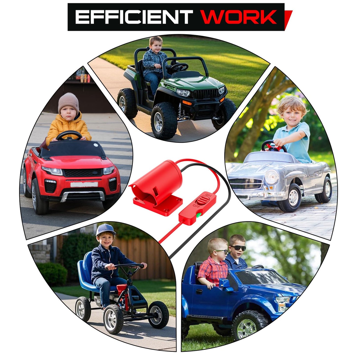 Crtbelfy Upgraded Milwaukee 12V Battery Adapter with Built-in Fuse & Switch, Power Ride Wheel Converter Kit, 14 Gauge