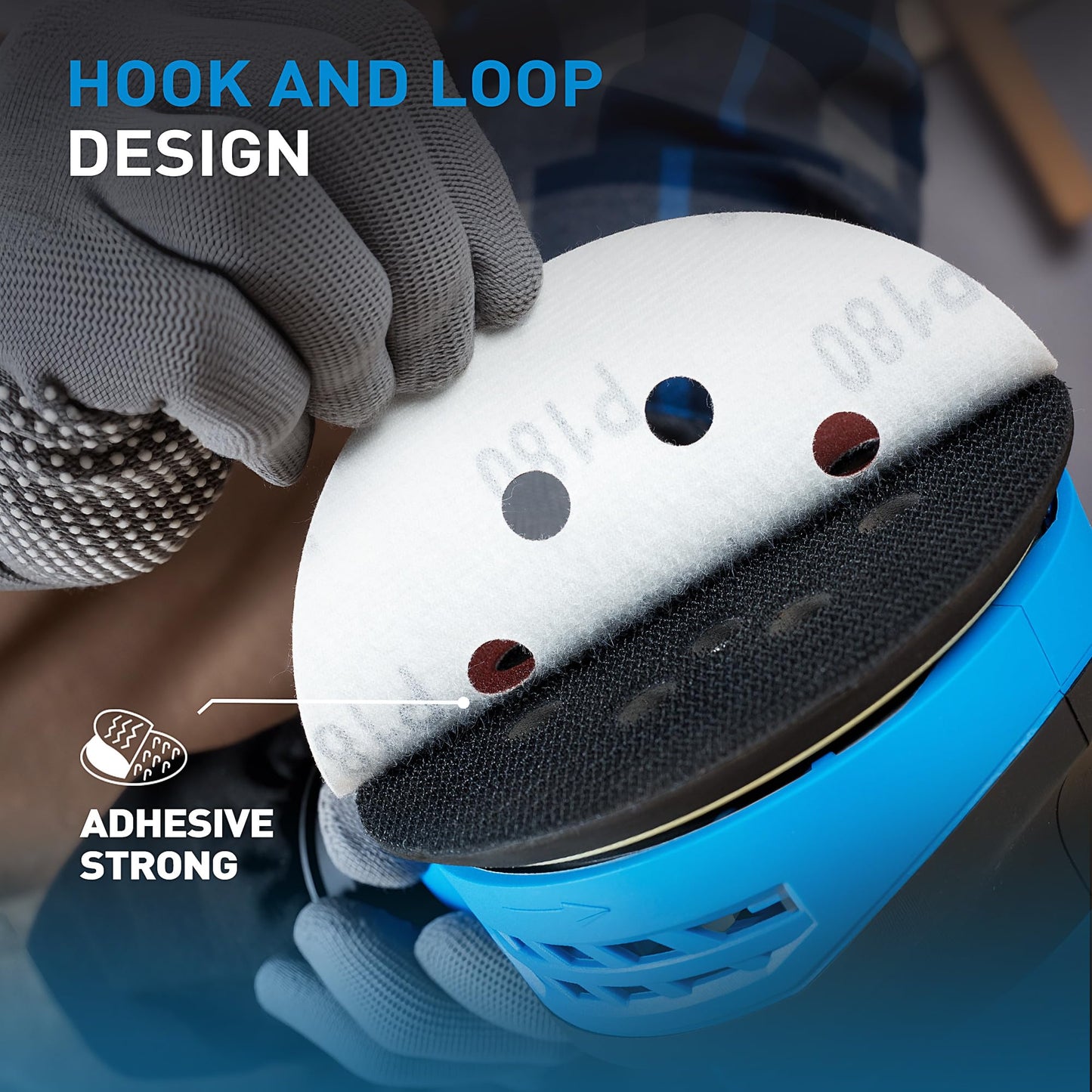 S SATC 72 PCS 5 Inch 8 Hole Hook and Loop Adhesive Sanding Discs Sandpaper for Random Orbital Sander 40 60 80 120 180 240 320 Grits