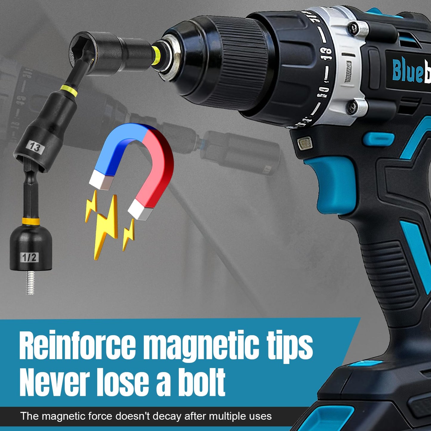 80-Piece Magnetic Impact Nut Driver Set with Metric & SAE Sockets, Quick-Release Extension, Power Bits, Bit Holder & Storage Box