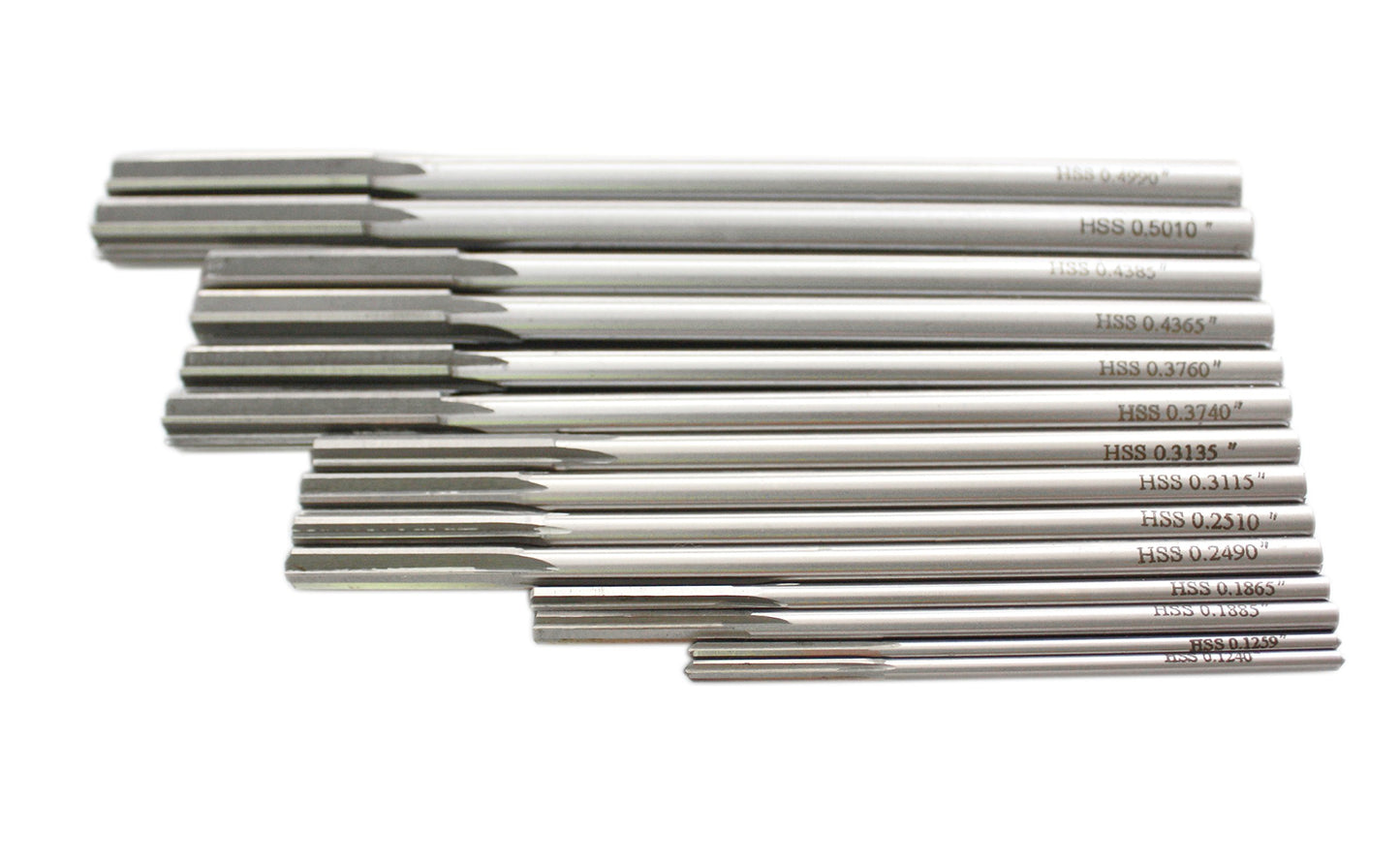 Accusize Industrial Tools 14 Pc Over and Under Size H.S.S. Chucking Reamer Set, 0.1240'' Thru 0.5010'', in Fitted Case, 5500-SX00