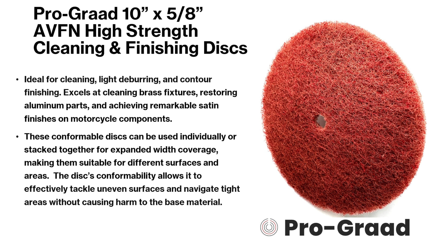 Pro-Graad 2 Pack 10” x 5/8” Very Fine (AVFN) High Strength Non-Woven Buffing, Blending, Cleaning, Light Deburring & Finishing Discs, 28074, Pack of 2