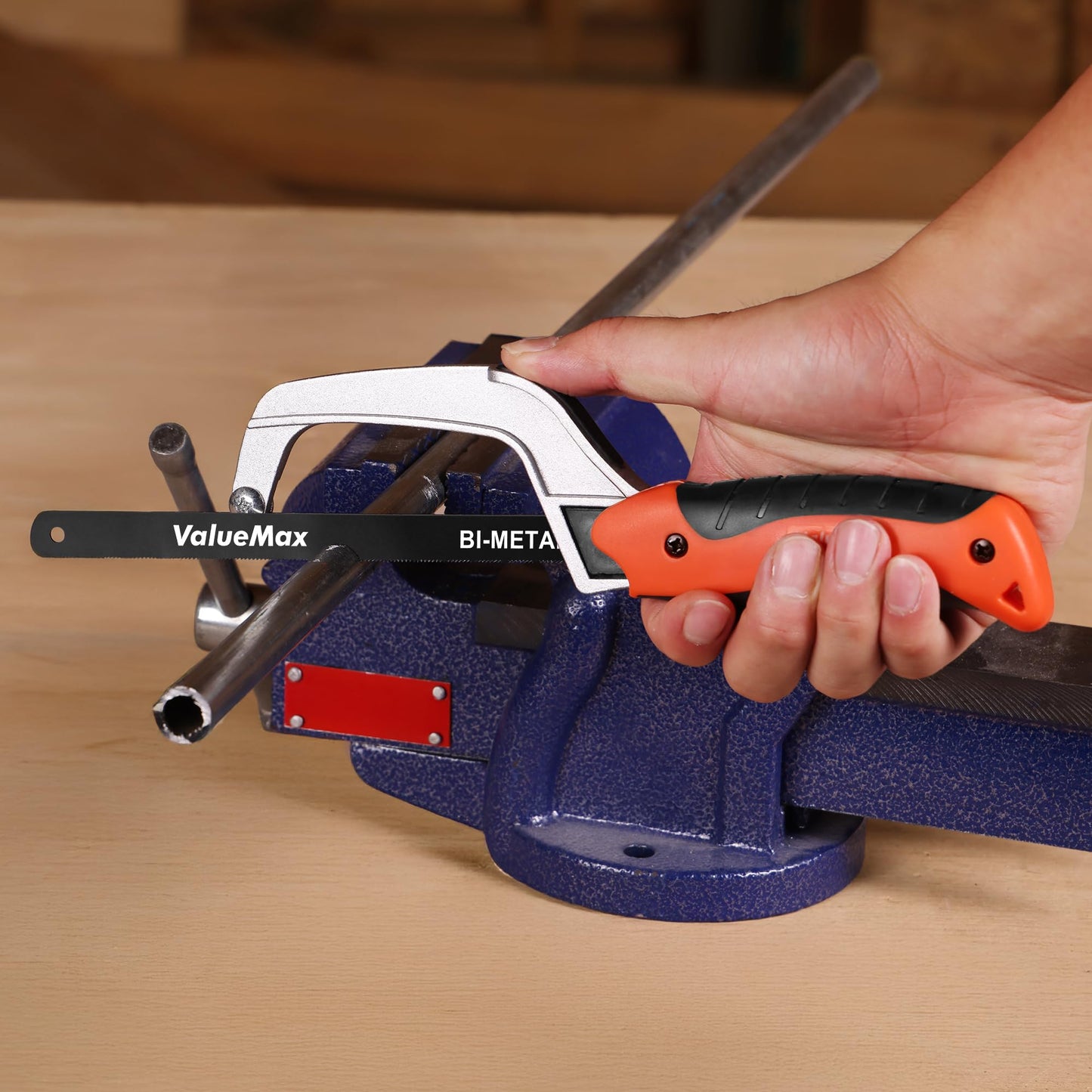 ValueMax Hacksaw, Mini Metal Saw Tool with Extra 1 Piece Bi-Metal 10 Inch Blade, Aluminum Small Hack Saw Cutter for Wood, PVC, Iron, Copper