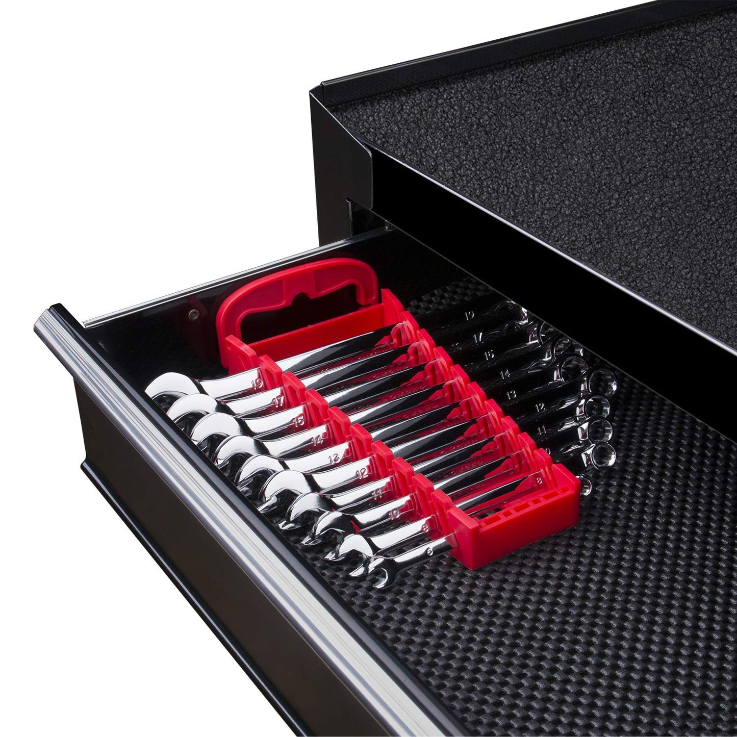 Max Torque 10-Piece Metric Combination Wrench Set, Chrome Vanadium Steel, Long Pattern, 6–19mm with Storage Rack Organizer