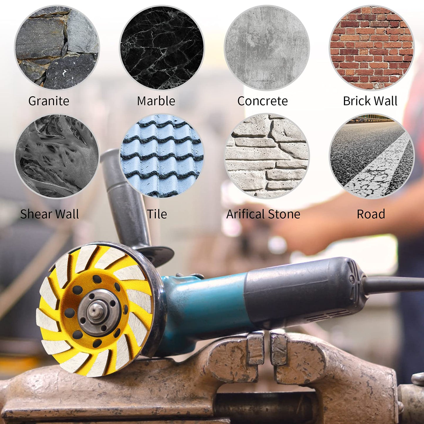 3 Pieces Diamond Cup Grinder 4 Inch Concrete Turbo Diamond Grinding Cup Wheel 12 Segs Heavy Duty Angle Grinder Wheels for Angle Grinder