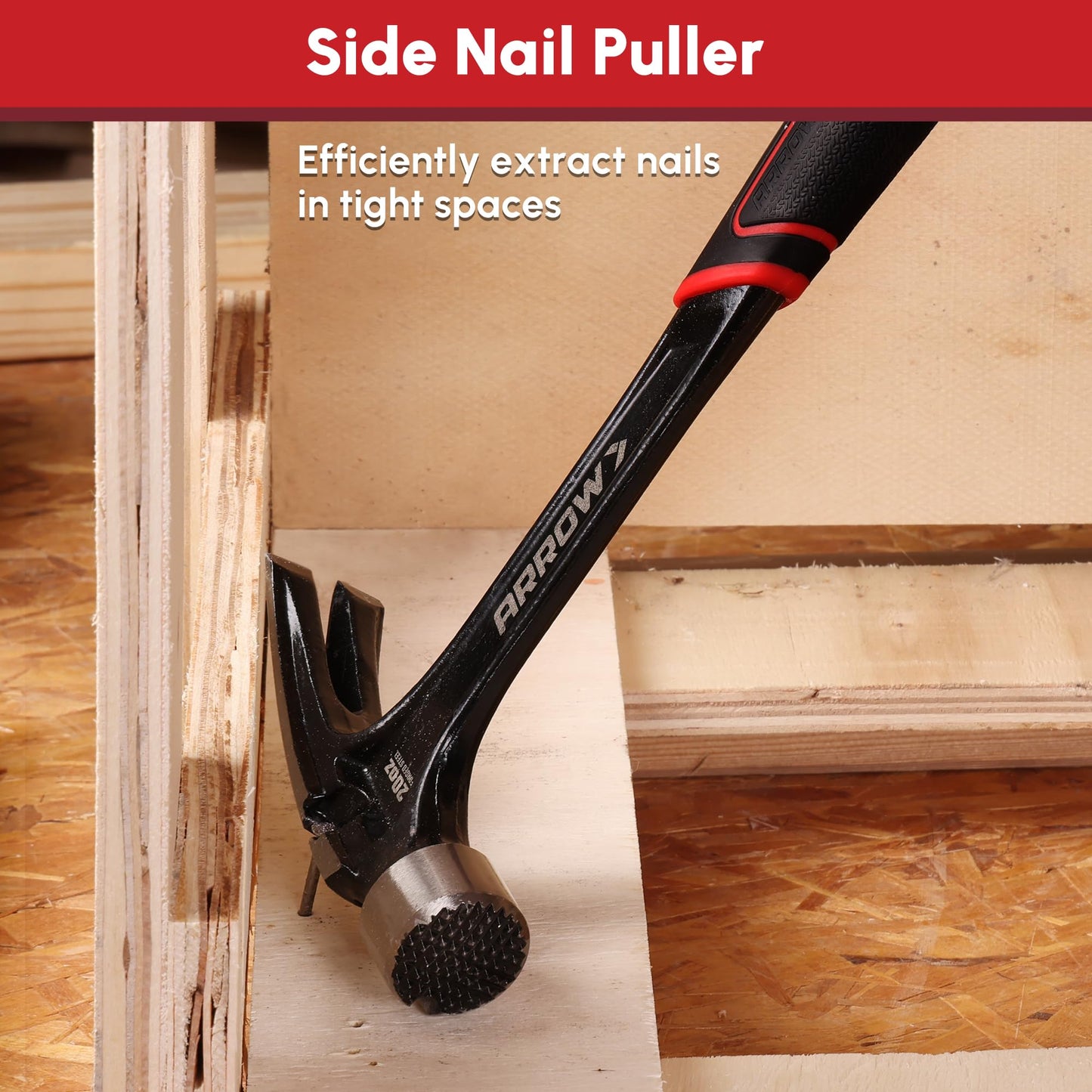 ARROW 20oz Straight Claw Hammer with Magnetic Nail Holder, Side Nail Puller, Milled Face & Shock-Absorbing Grip, Heavy-Duty Forged