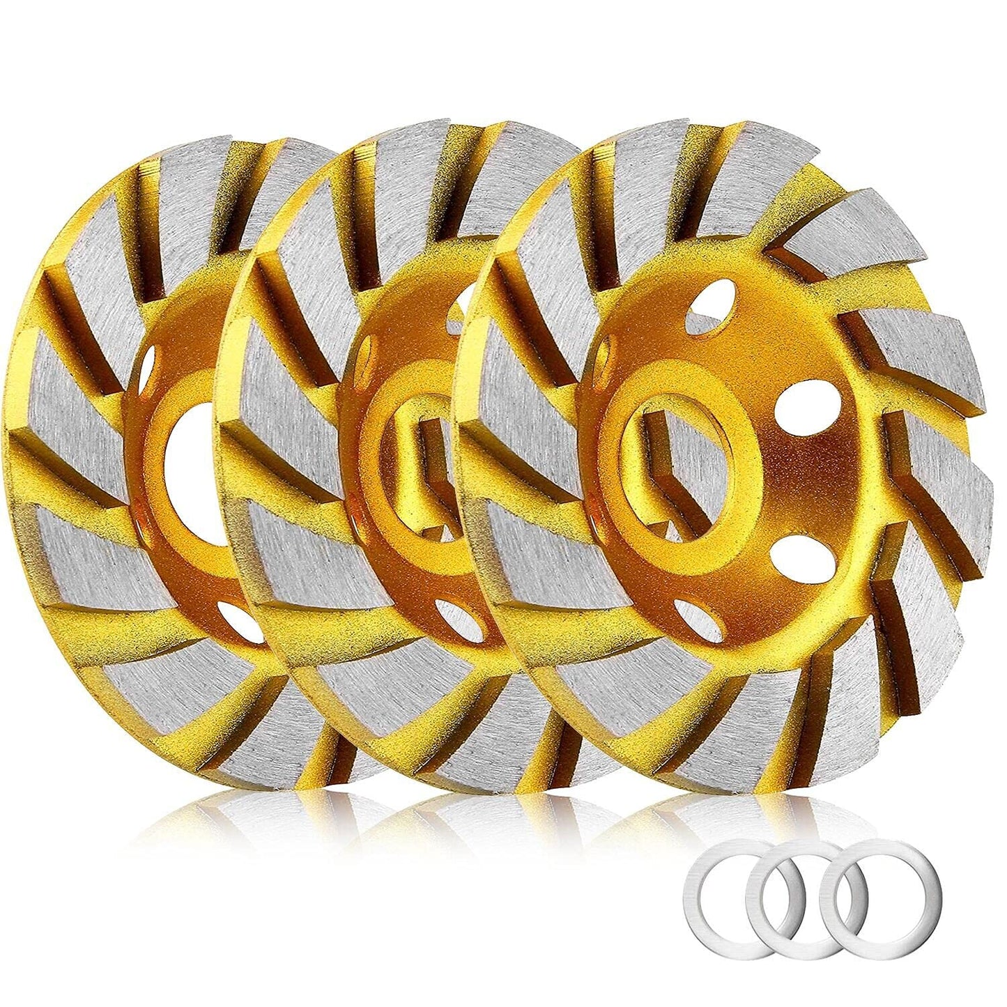 3pcs-4 Inch Concrete Stone Ceramic Turbo Diamond Grinding Cup Wheel,12 Segs Heavy Duty Angle Grinder Wheels for Angle Grinder(Yellow)