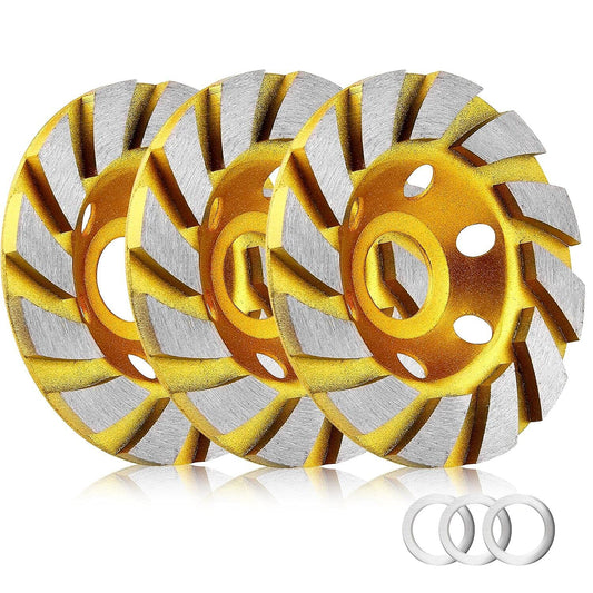 3pcs-4 Inch Concrete Stone Ceramic Turbo Diamond Grinding Cup Wheel,12 Segs Heavy Duty Angle Grinder Wheels for Angle Grinder(Yellow)